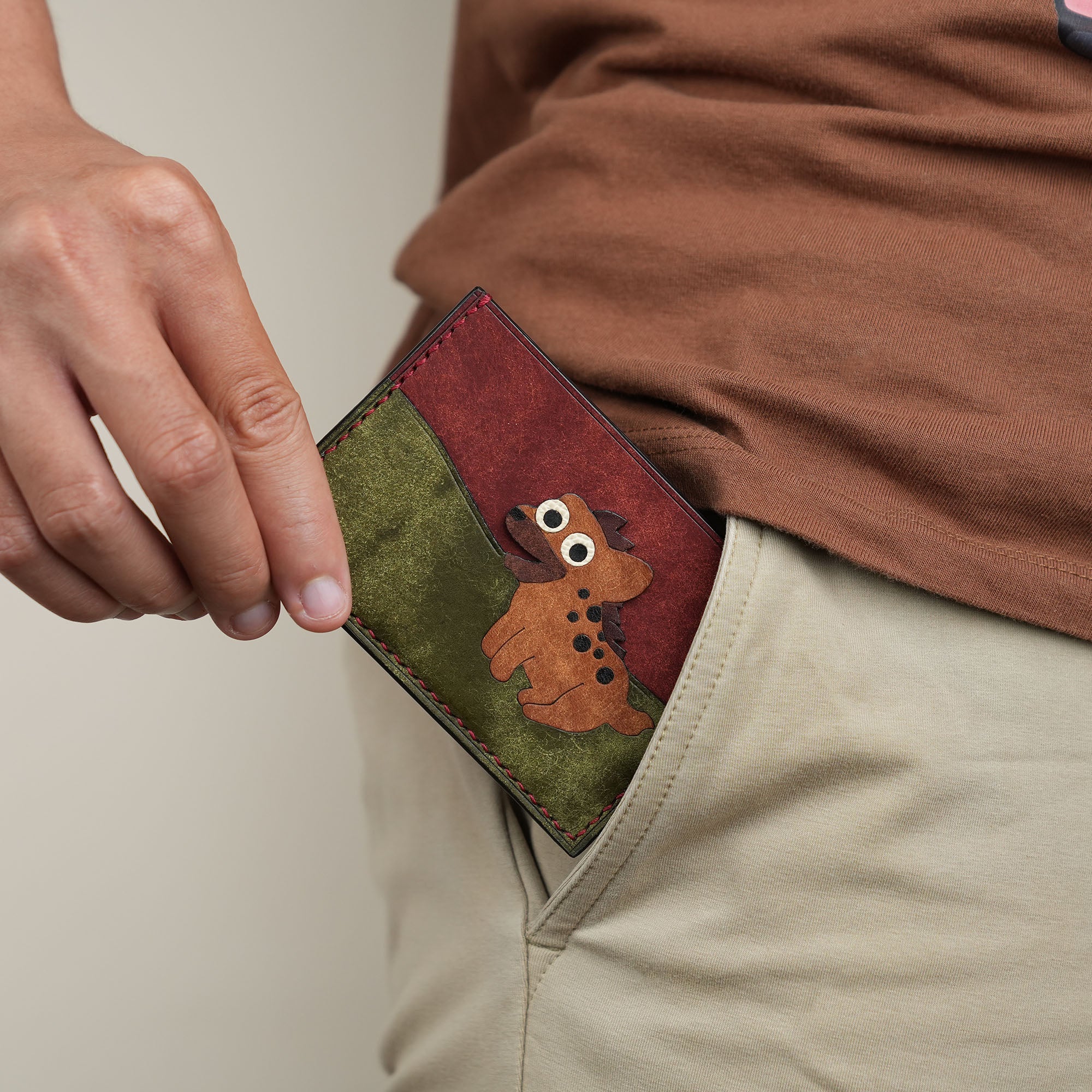 Burgundy Pueblo Leather Card Holder - Stupid Hyena