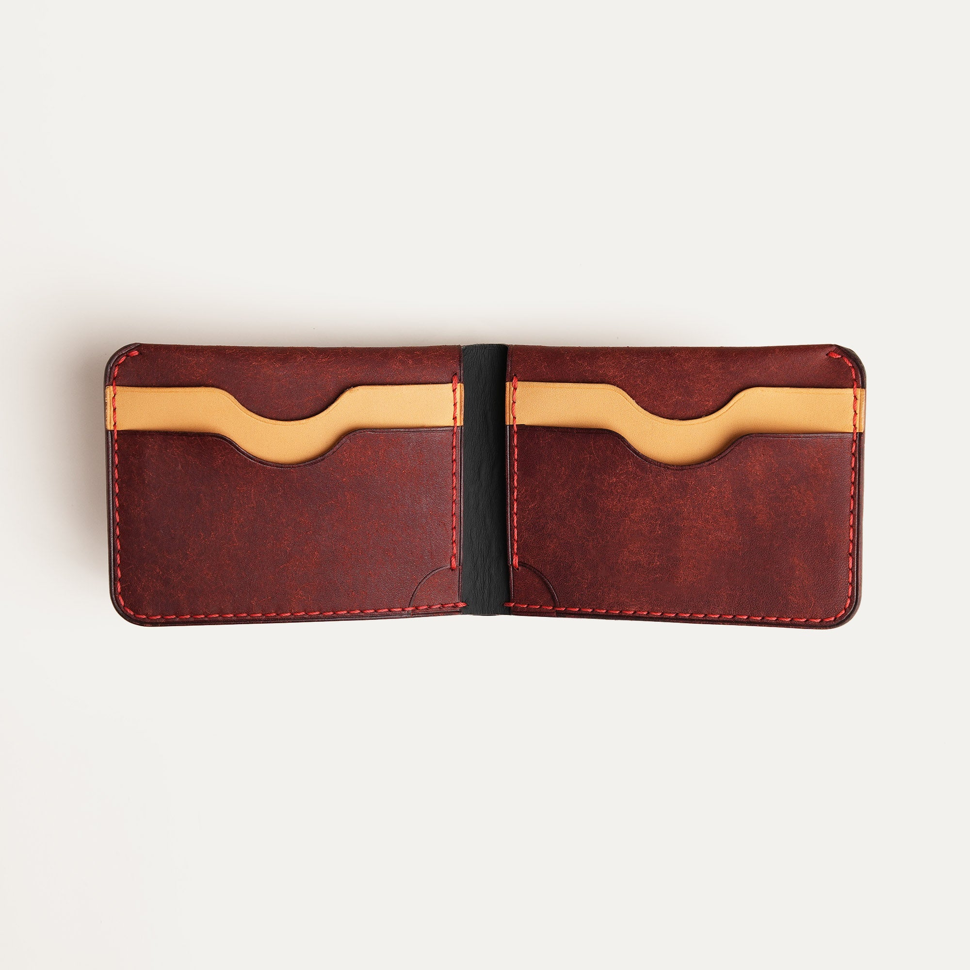 Burgundy Leather Wing Bifold Wallet - Stupid Capybara