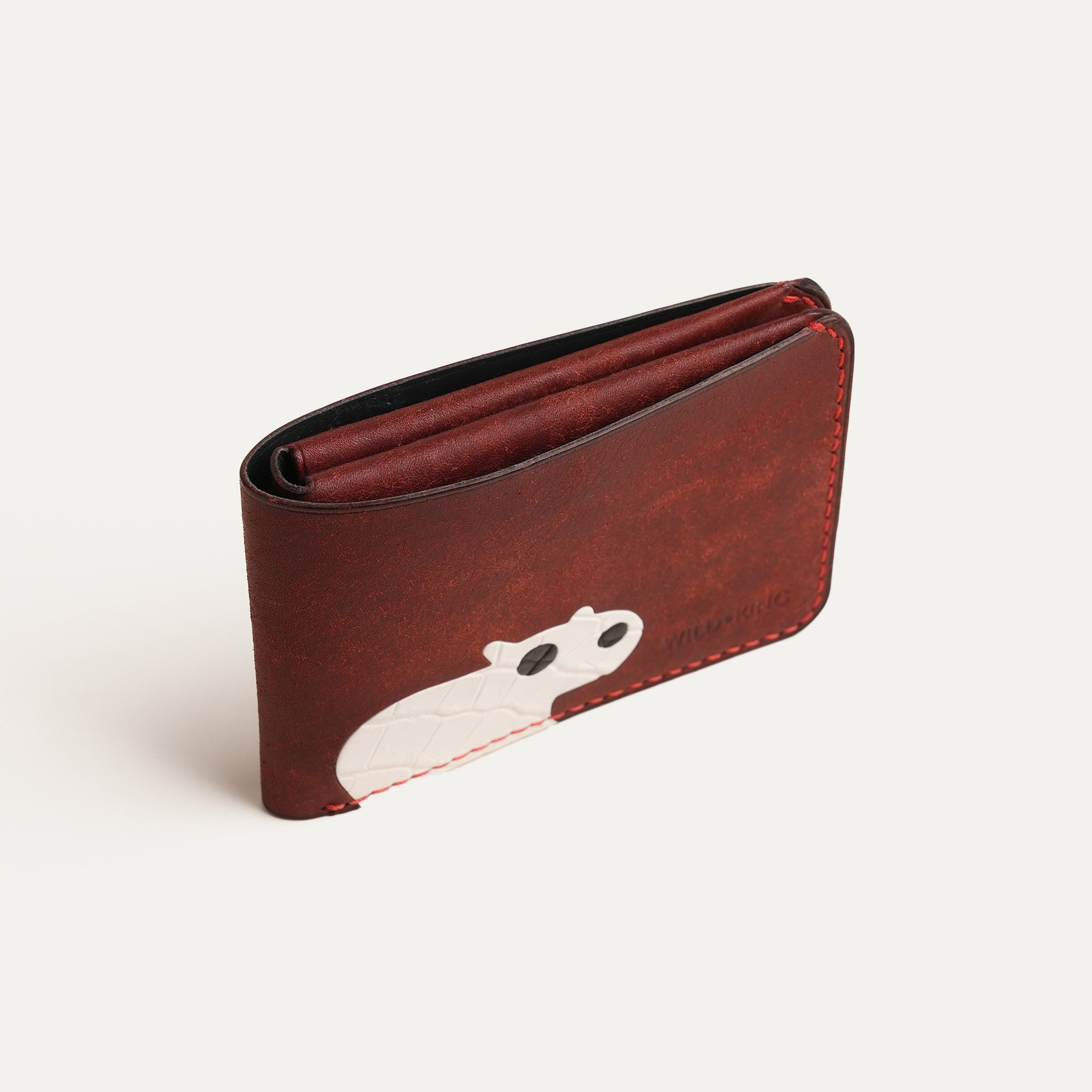 Burgundy Leather Wing Bifold Wallet - Stupid Capybara