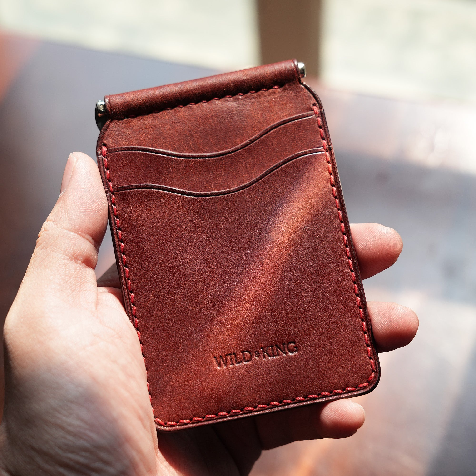 Burgundy Pueblo Leather Classic Money Clip