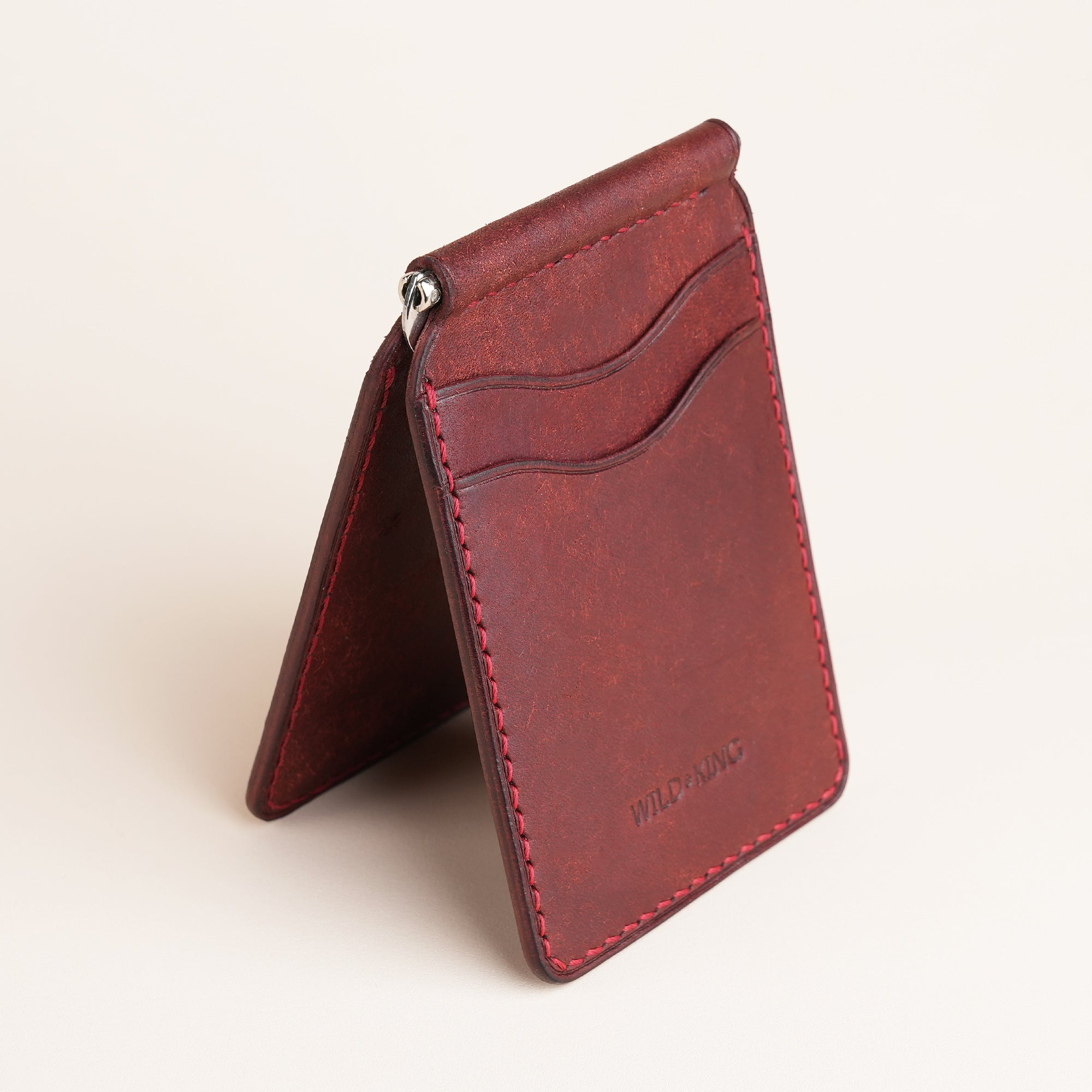 Burgundy Pueblo Leather Classic Money Clip