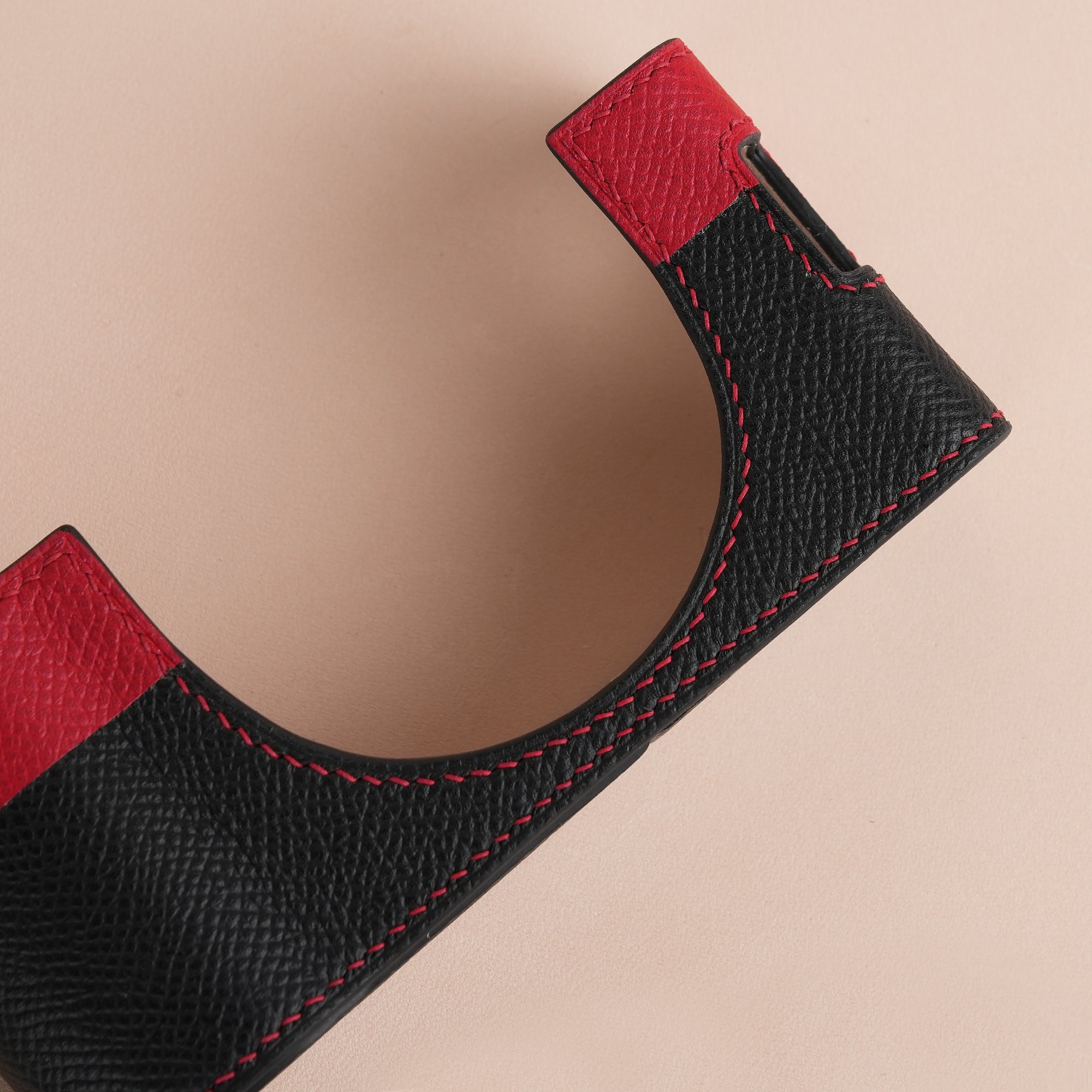 Black mix Red Epsom Leather Half Case compatible with Fujifilm X100Vi