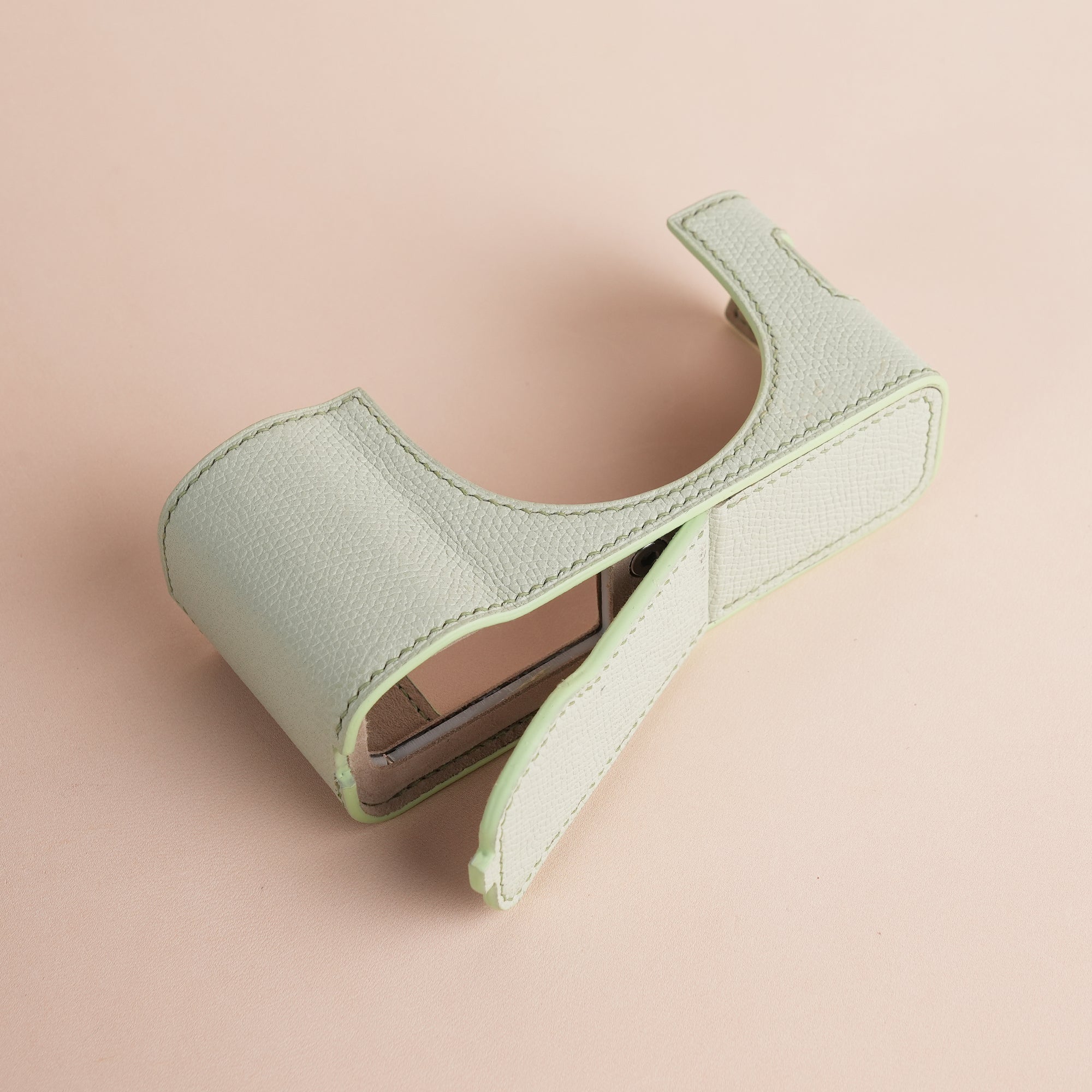 Light Green Epsom Leather Half Case compatible with Fujifilm X100Vi