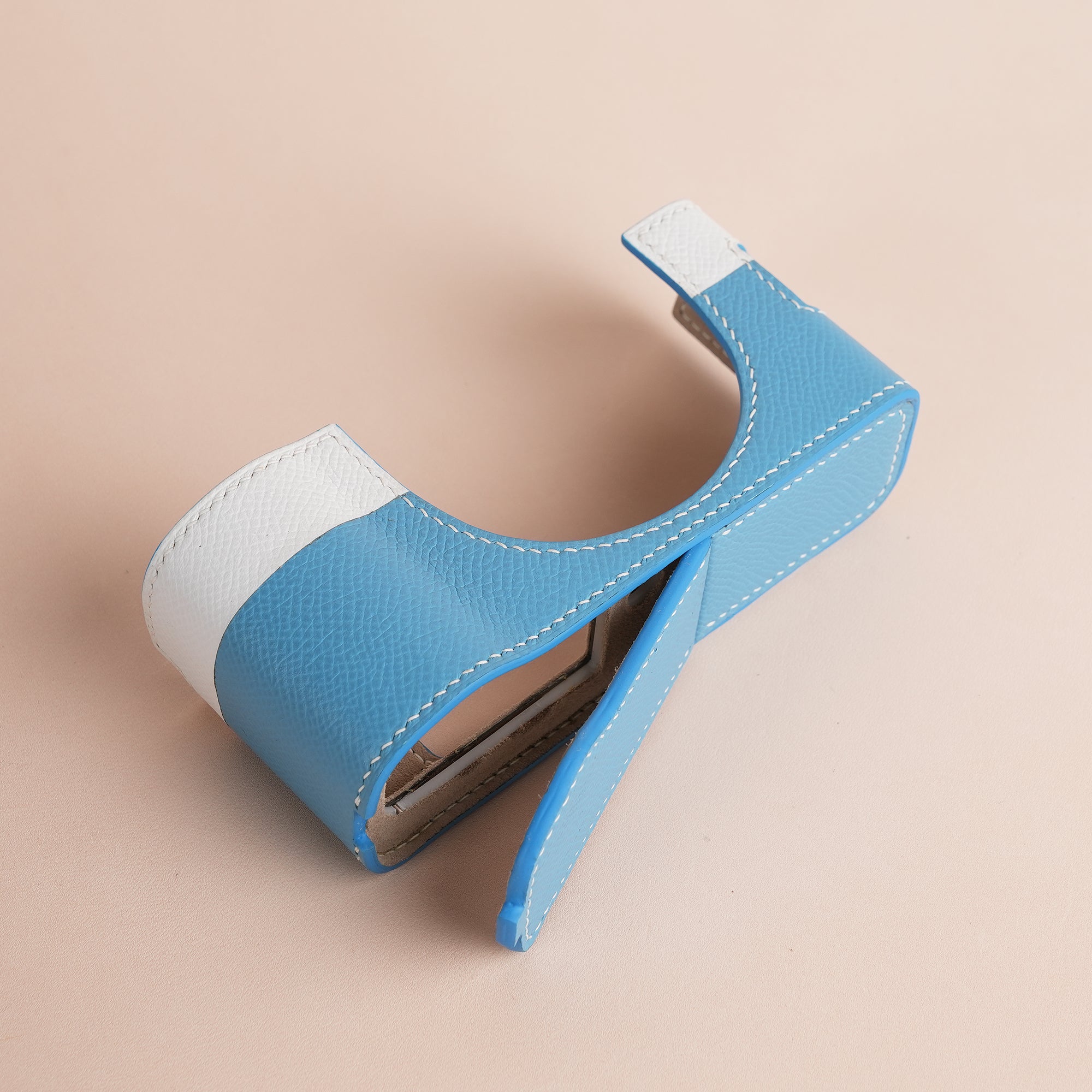 White Mix Blue Epsom Leather Half Case compatible with Fujifilm X100Vi