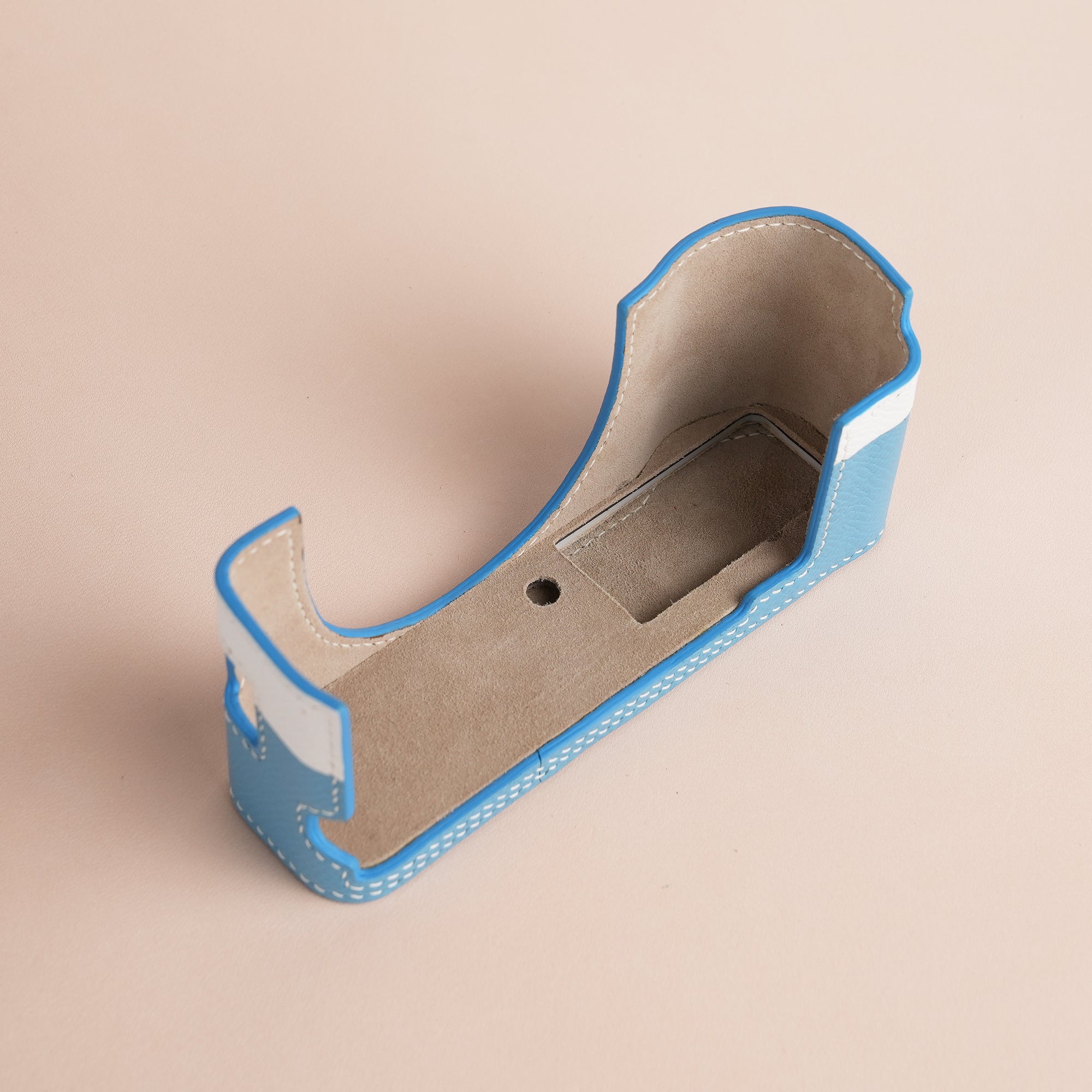 White Mix Blue Epsom Leather Half Case compatible with Fujifilm X100Vi