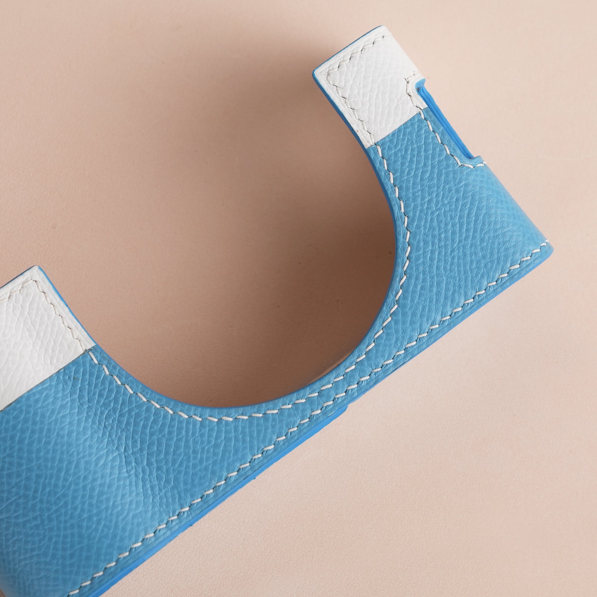 White Mix Blue Epsom Leather Half Case compatible with Fujifilm X100Vi