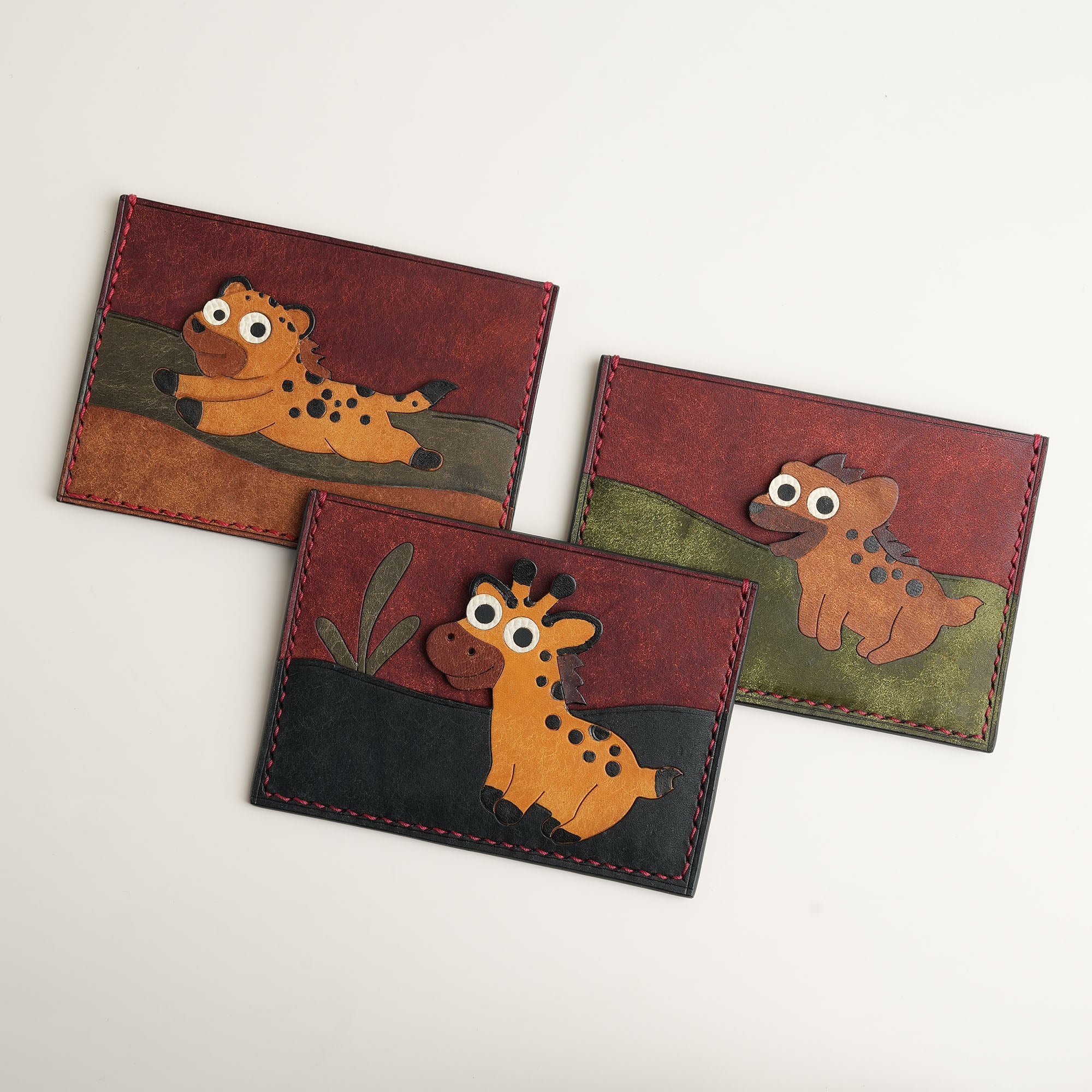 Burgundy Pueblo Leather Card Holder - Stupid Cheetah