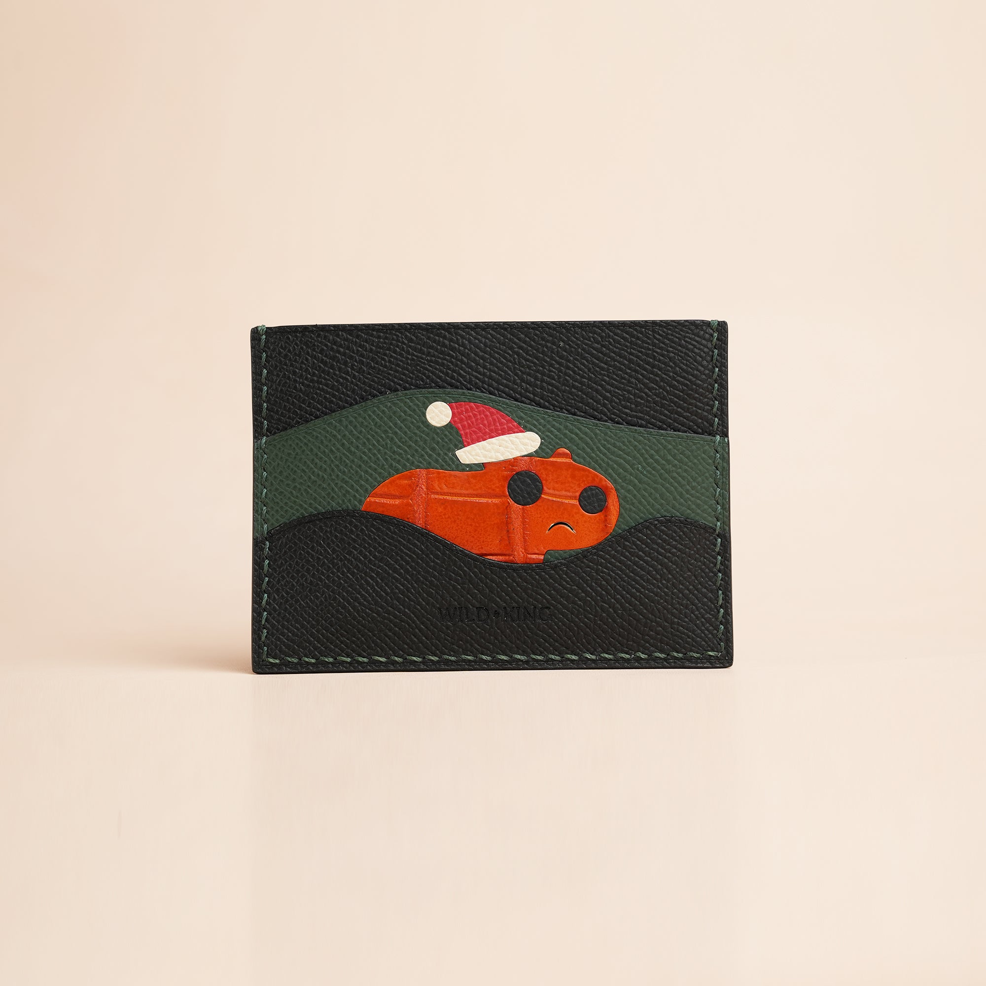 Christmas Epsom Leather Card Holder - Capybara