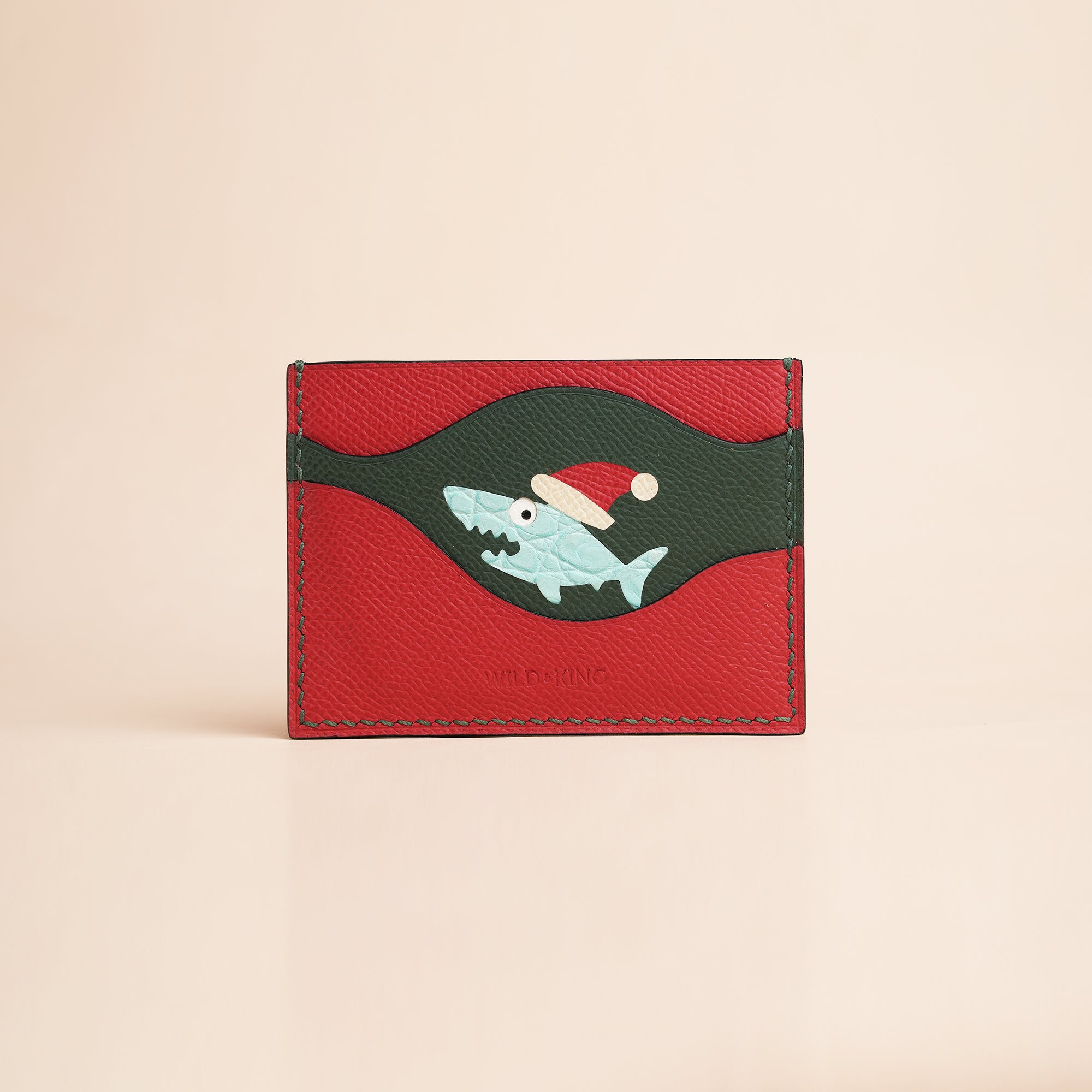 Christmas Epsom Leather Card Holder - Baby Shark