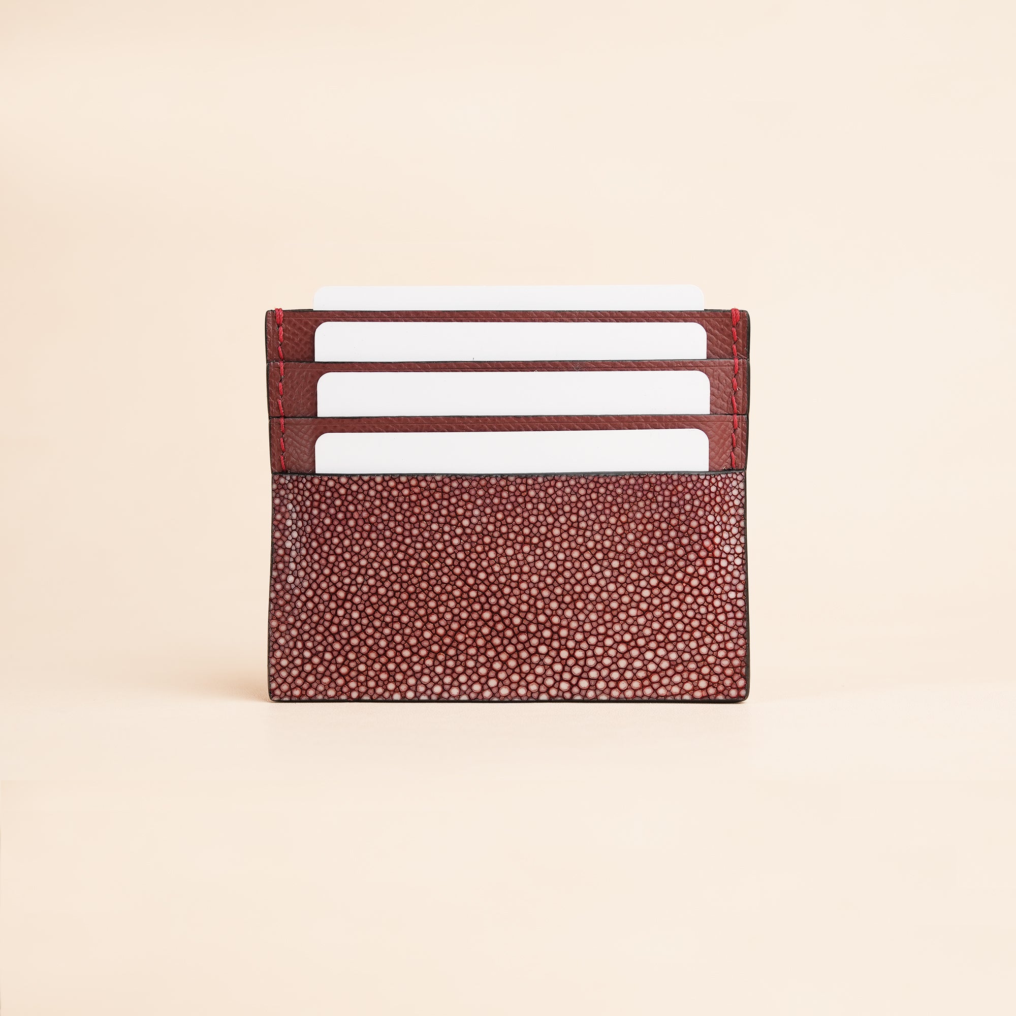 Burgundy Stingray Leather Card Holder