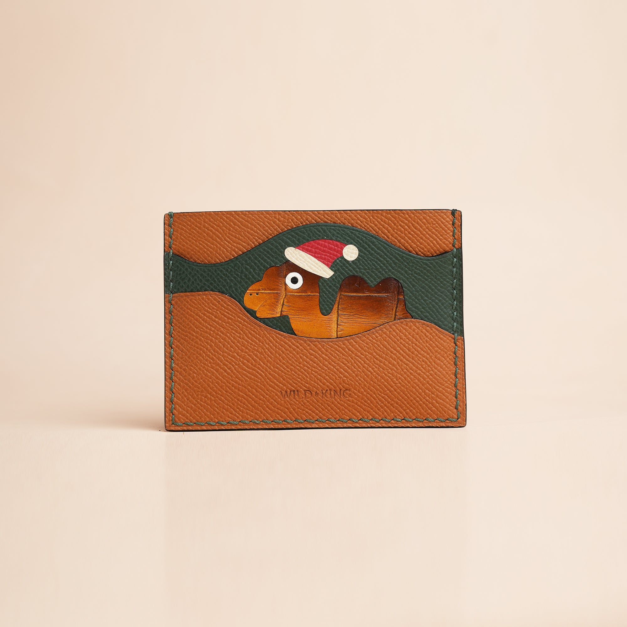 Christmas Epsom Leather Card Holder - Camelo