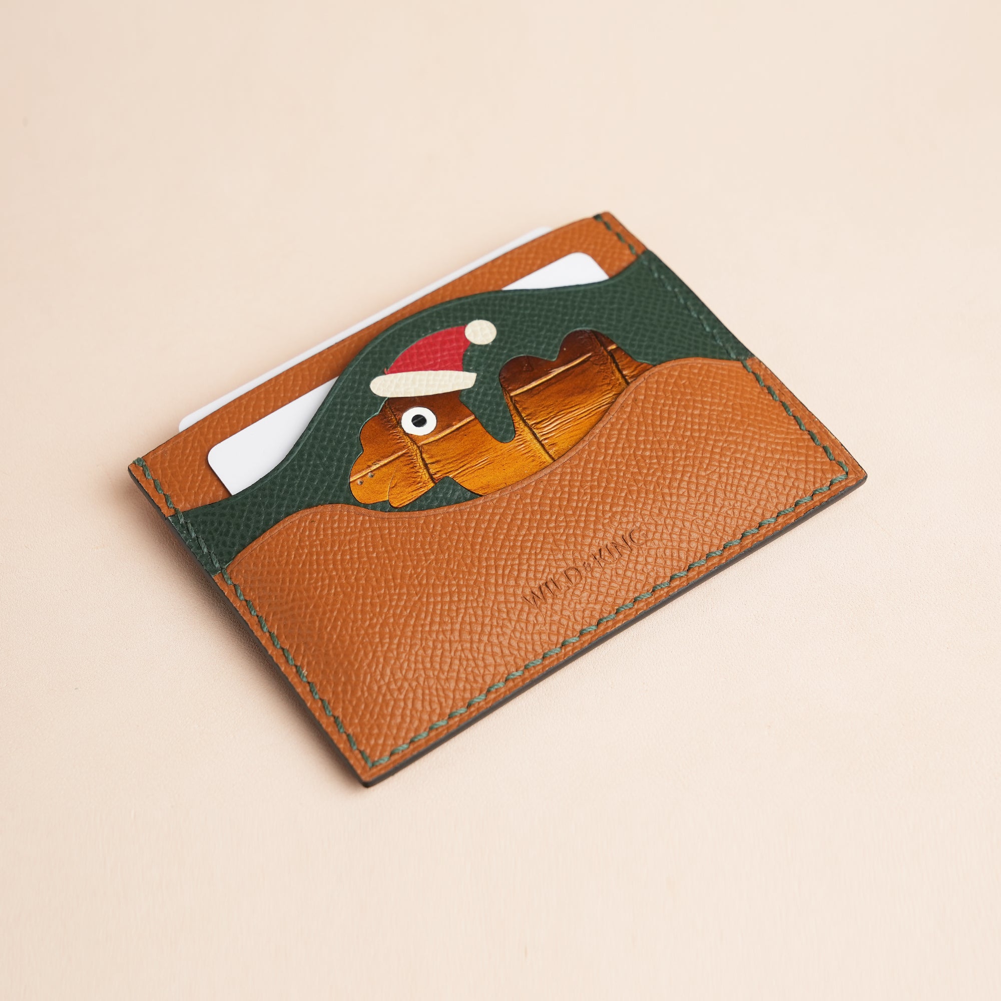 Christmas Epsom Leather Card Holder - Camelo