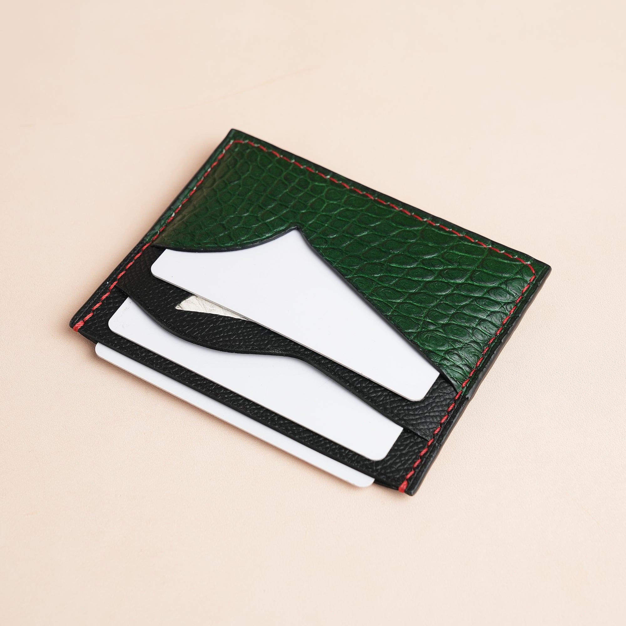 Epsom Leather Card Holder - Fox Christmas Design