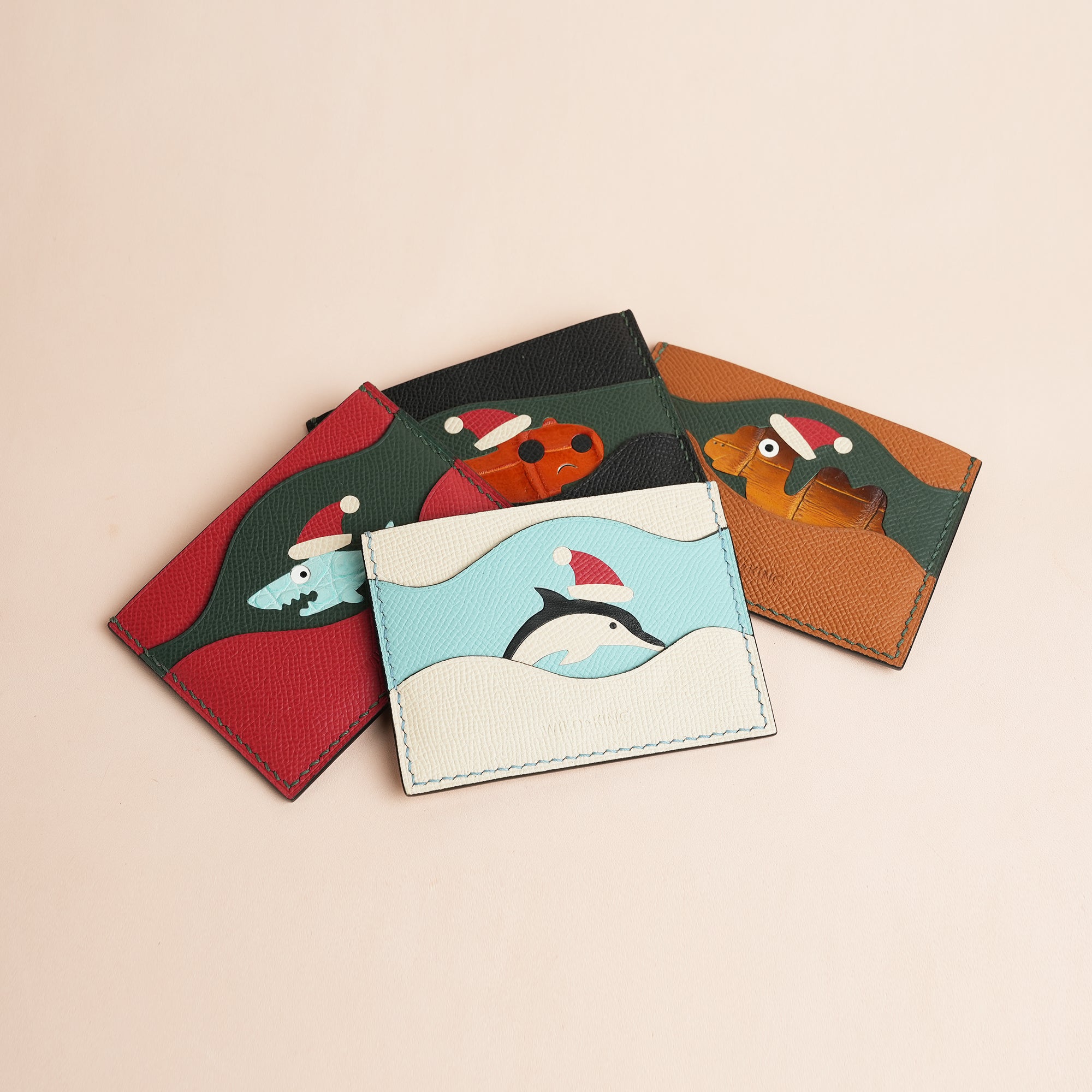 Christmas Epsom Leather Card Holder - Whale