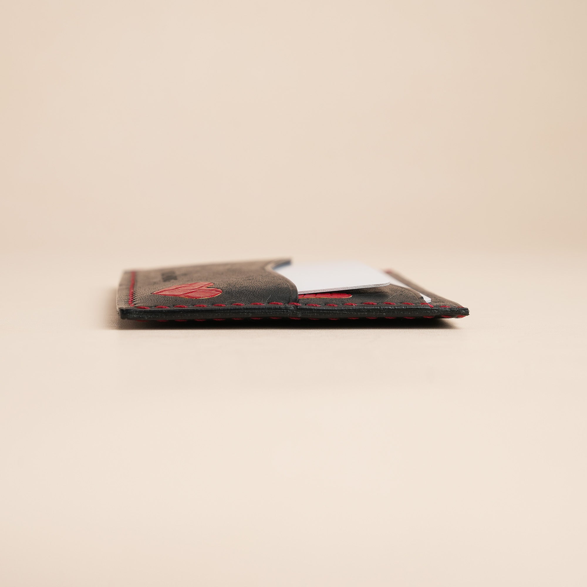 Black Pueblo Leather Card Holder - Valentine Edition