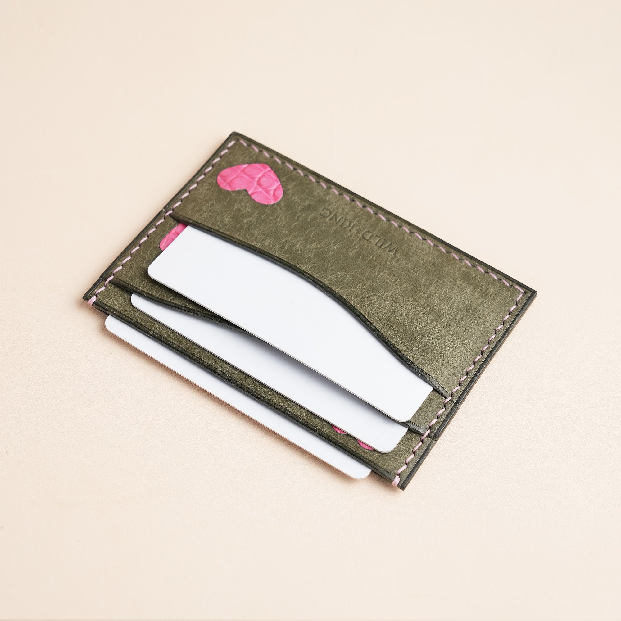 Moss Pueblo Leather Card Holder - Valentine Edition