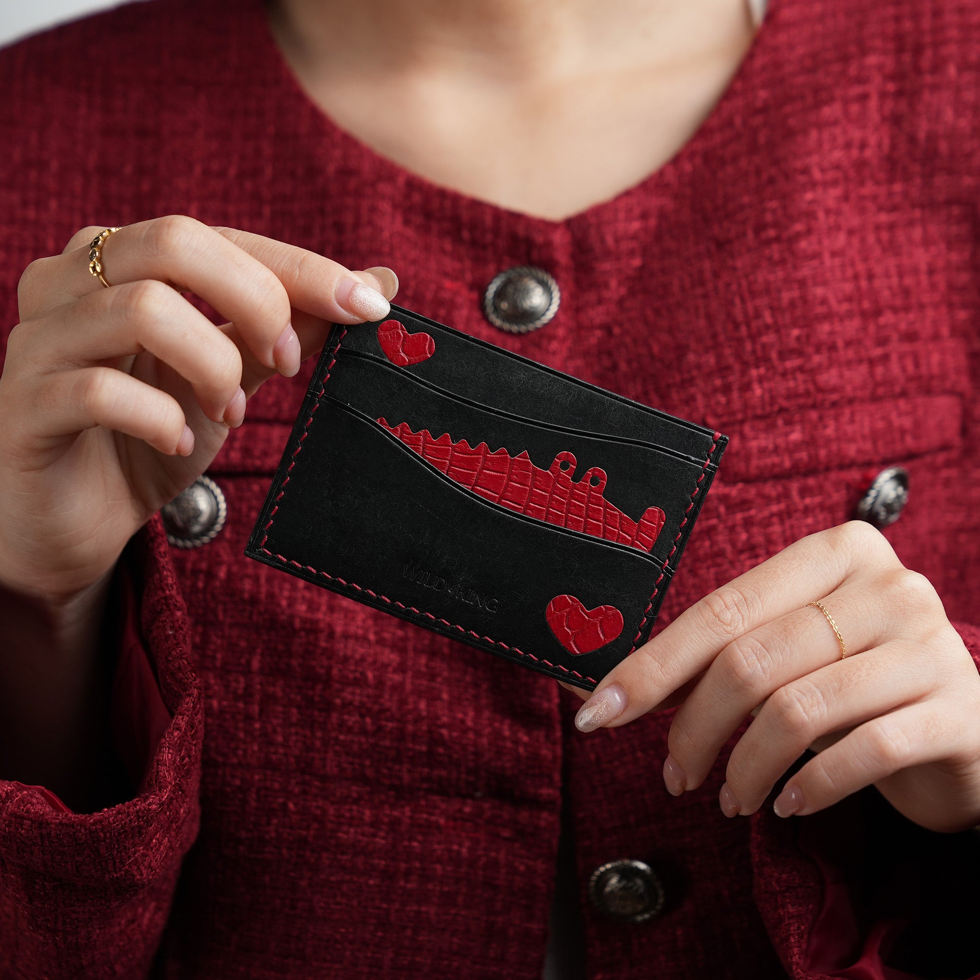 Black Pueblo Leather Card Holder - Valentine Edition