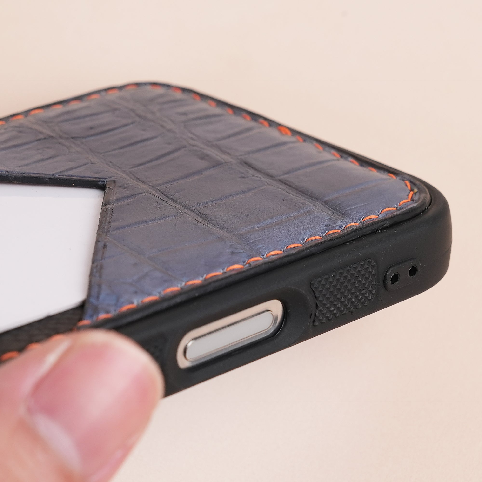Gray Alligator Leather Iphone Case with Card Holder - Stupid Alligator