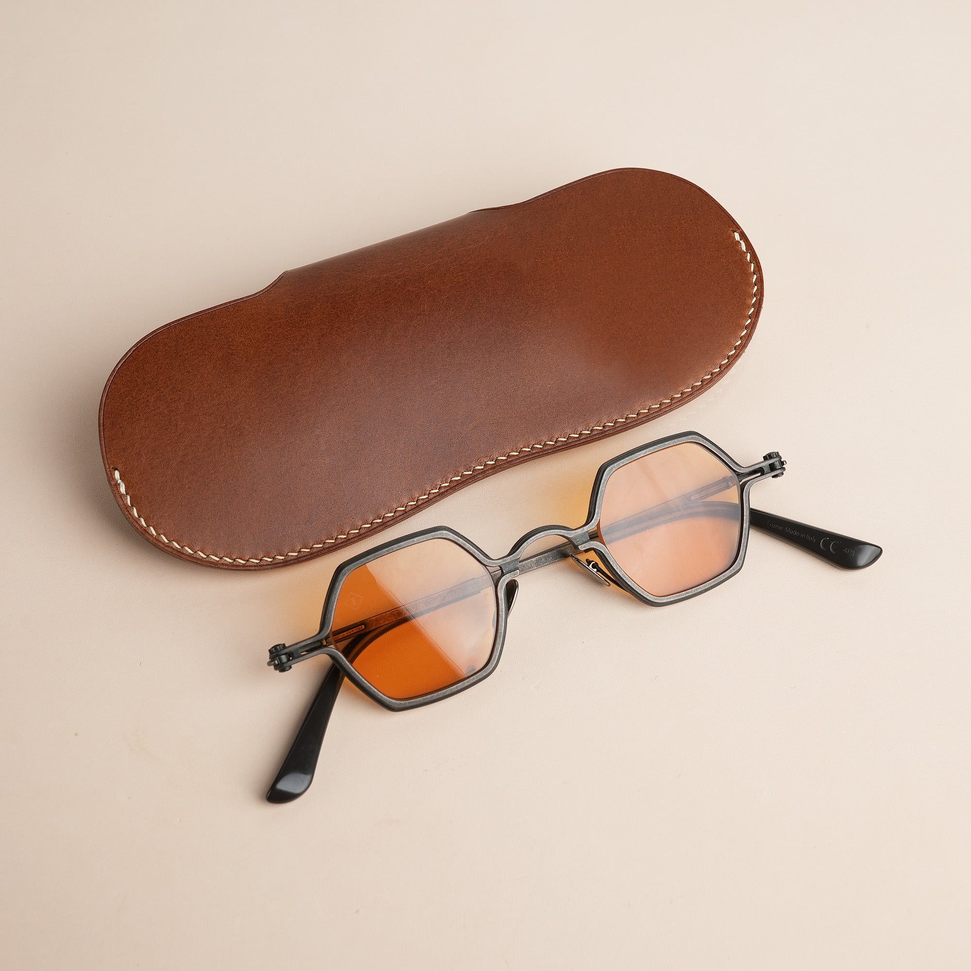 Chestnut Buttero Leather Glasses Case