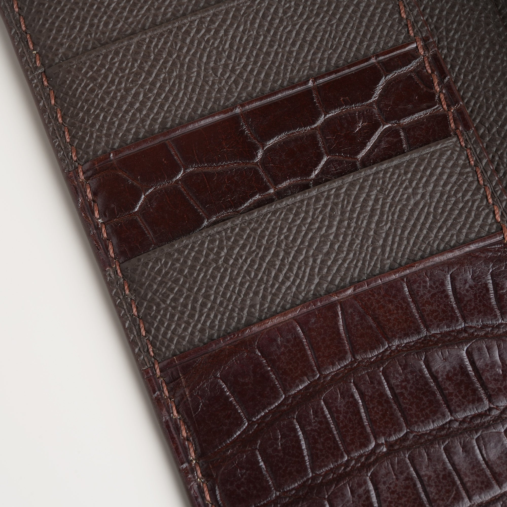 Choco Crocodile Leather Long Wallet