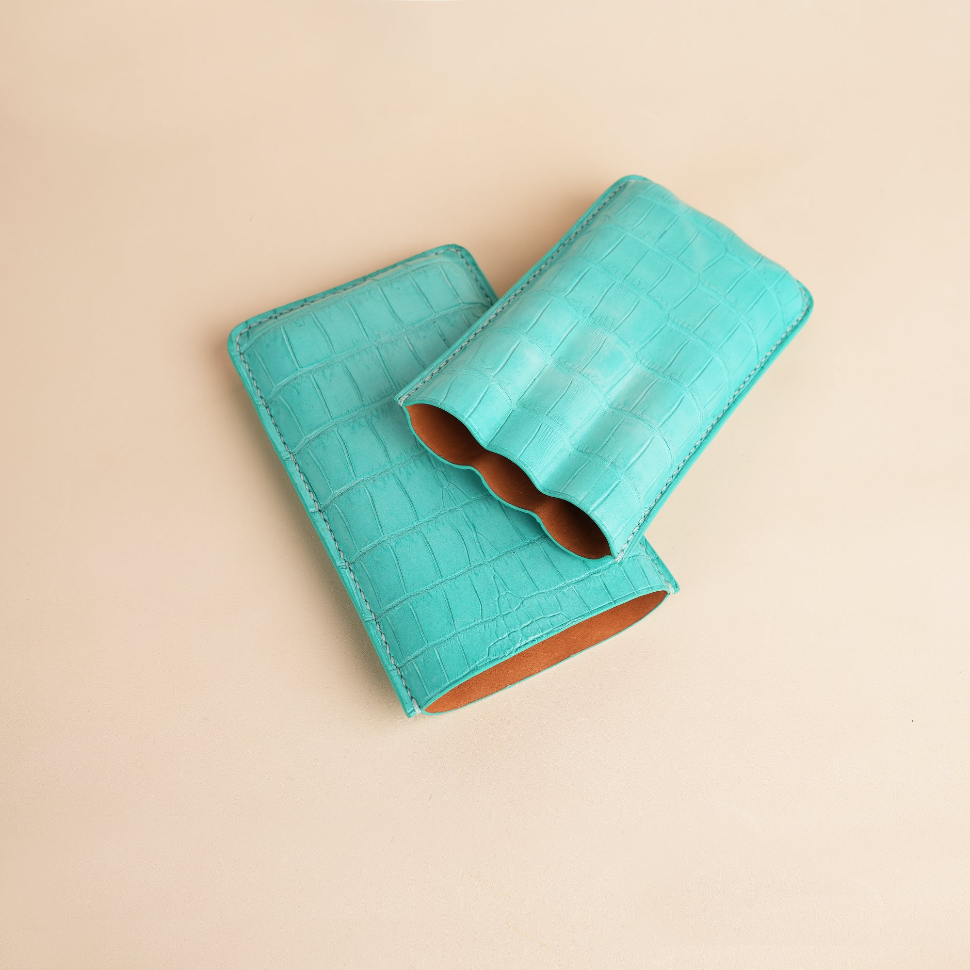 Turquoise Alligator Leather Cigarettes Case Holder