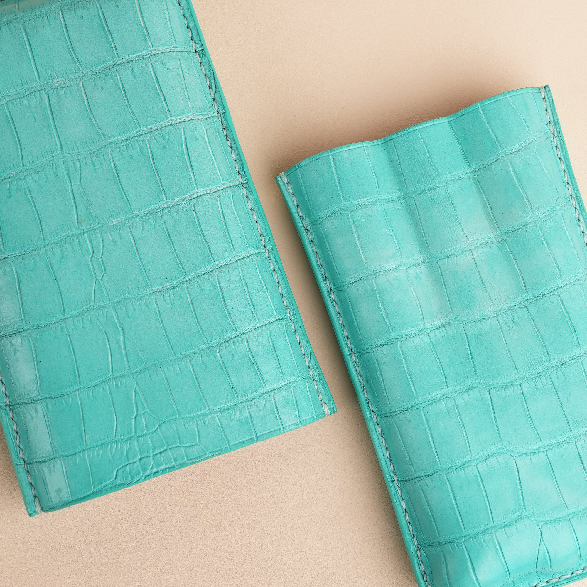 Turquoise Alligator Leather Cigarettes Case Holder