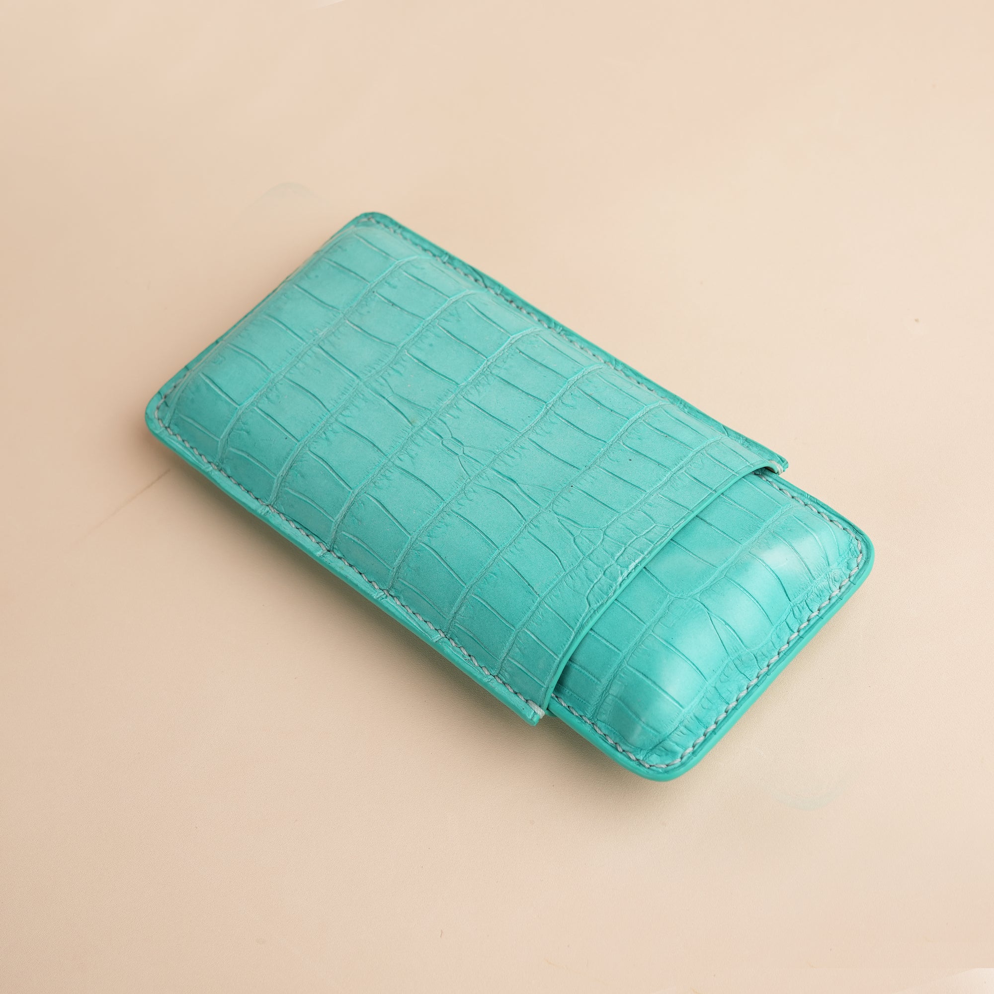 Turquoise Alligator Leather Cigarettes Case Holder