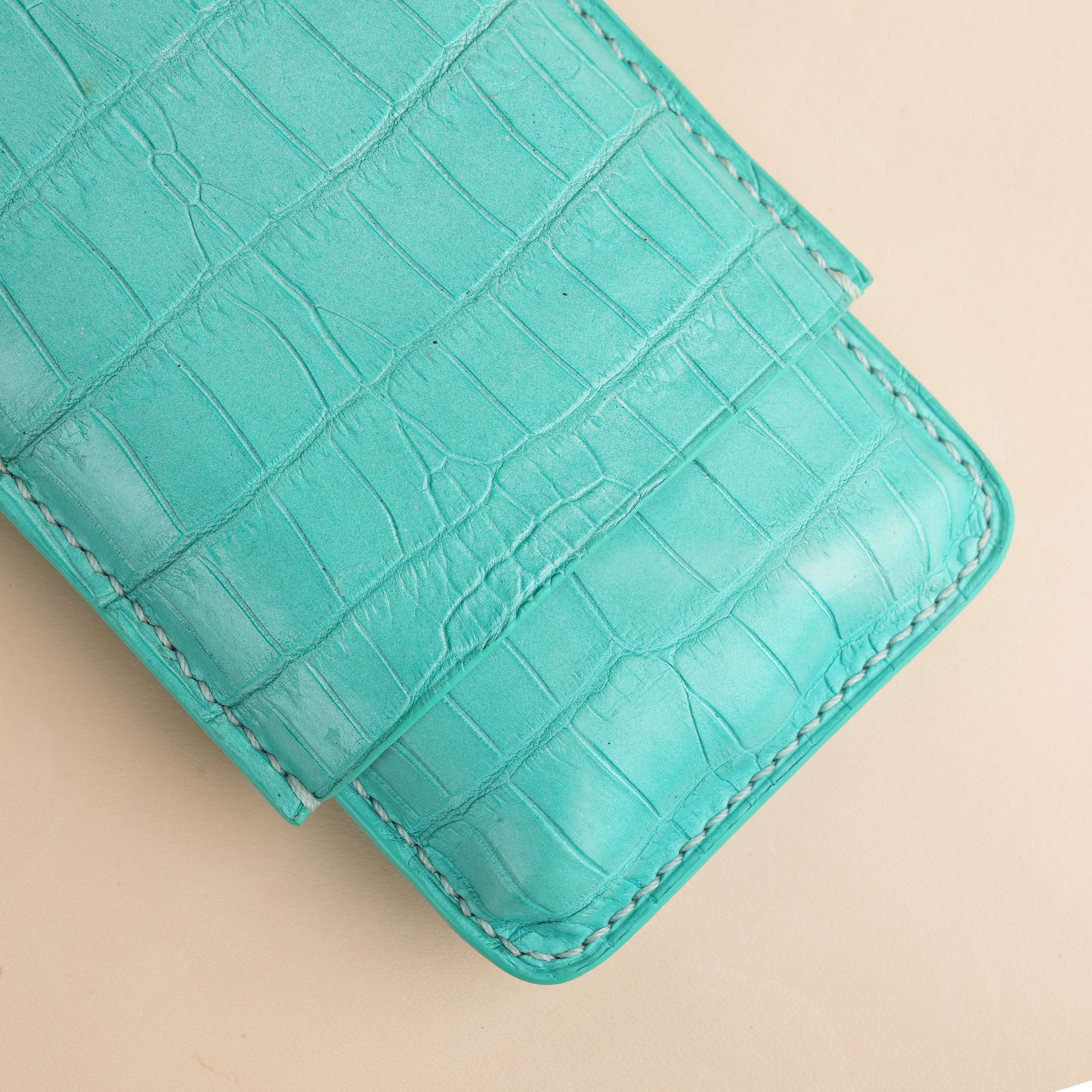 Turquoise Alligator Leather Cigarettes Case Holder