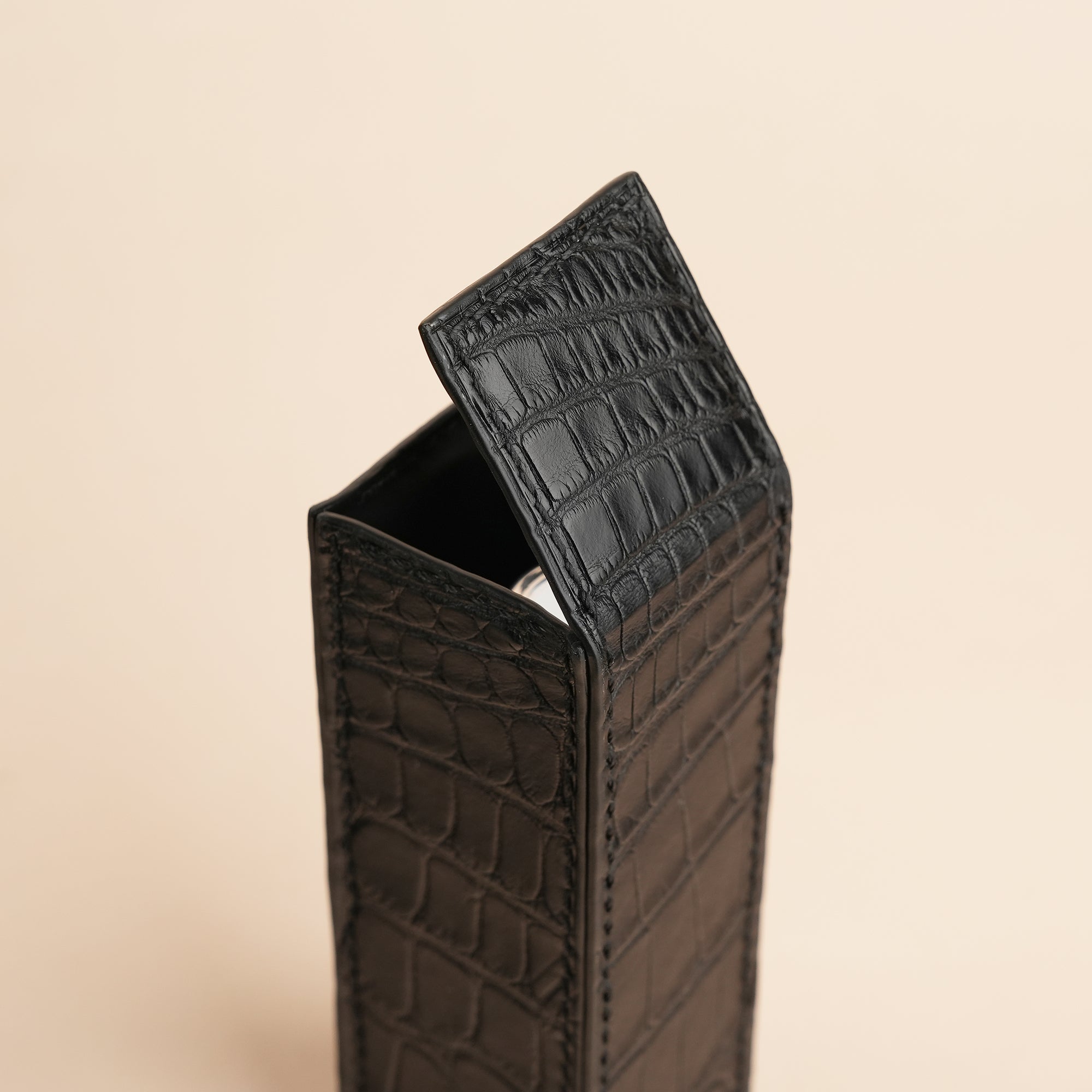 Black Alligator Leather Perfume Case