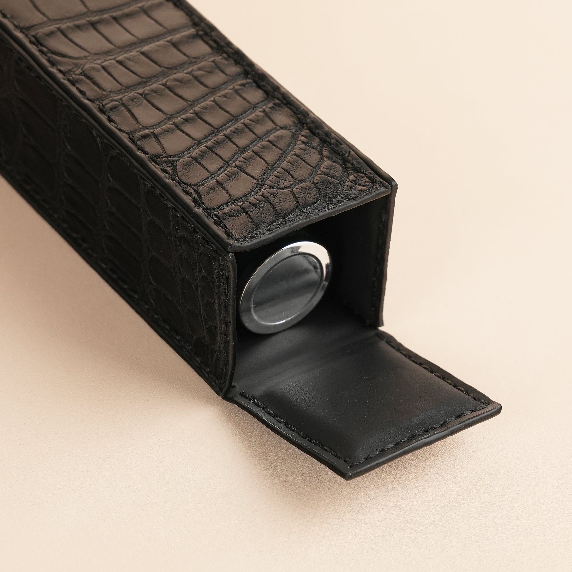 Black Alligator Leather Perfume Case