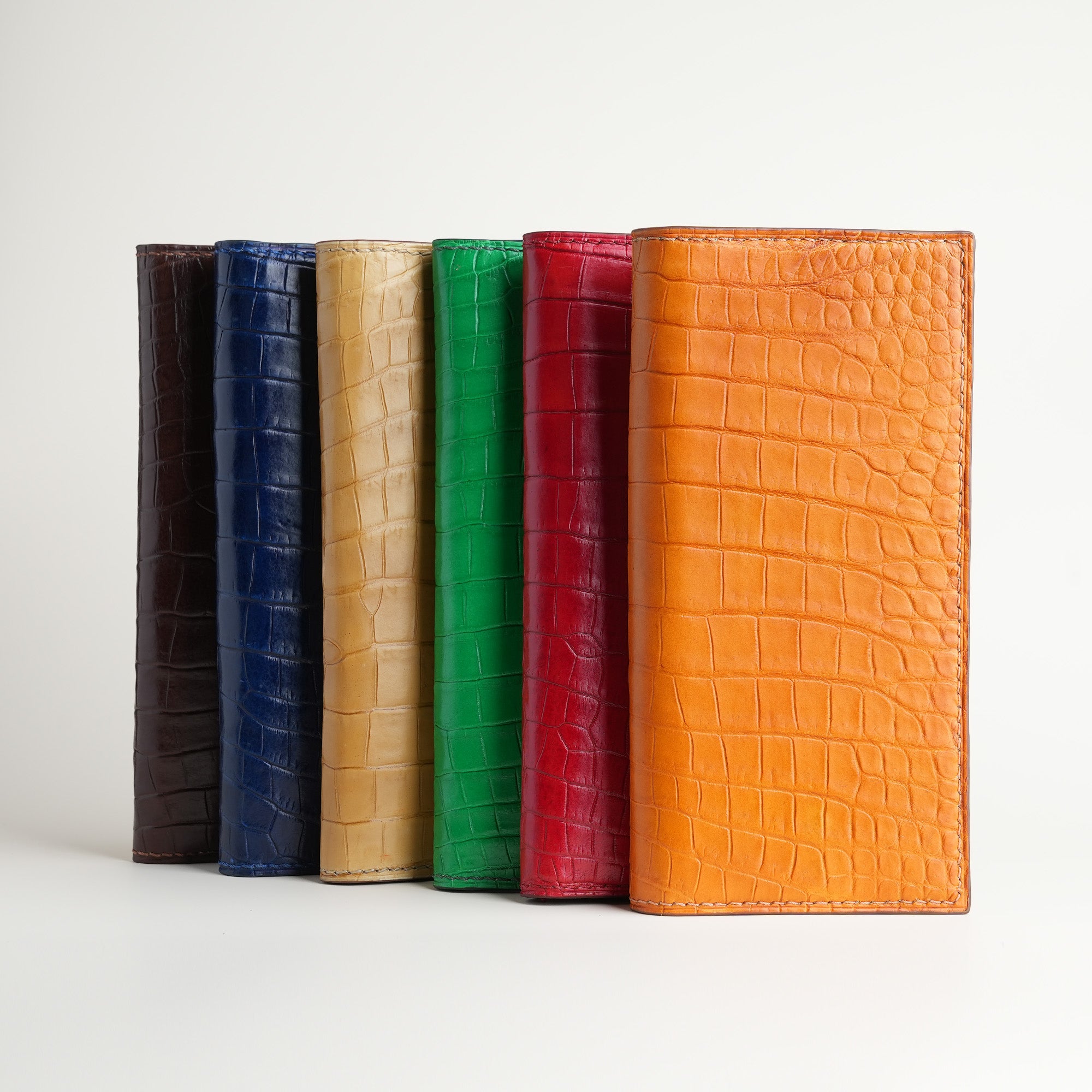 Choco Crocodile Leather Long Wallet