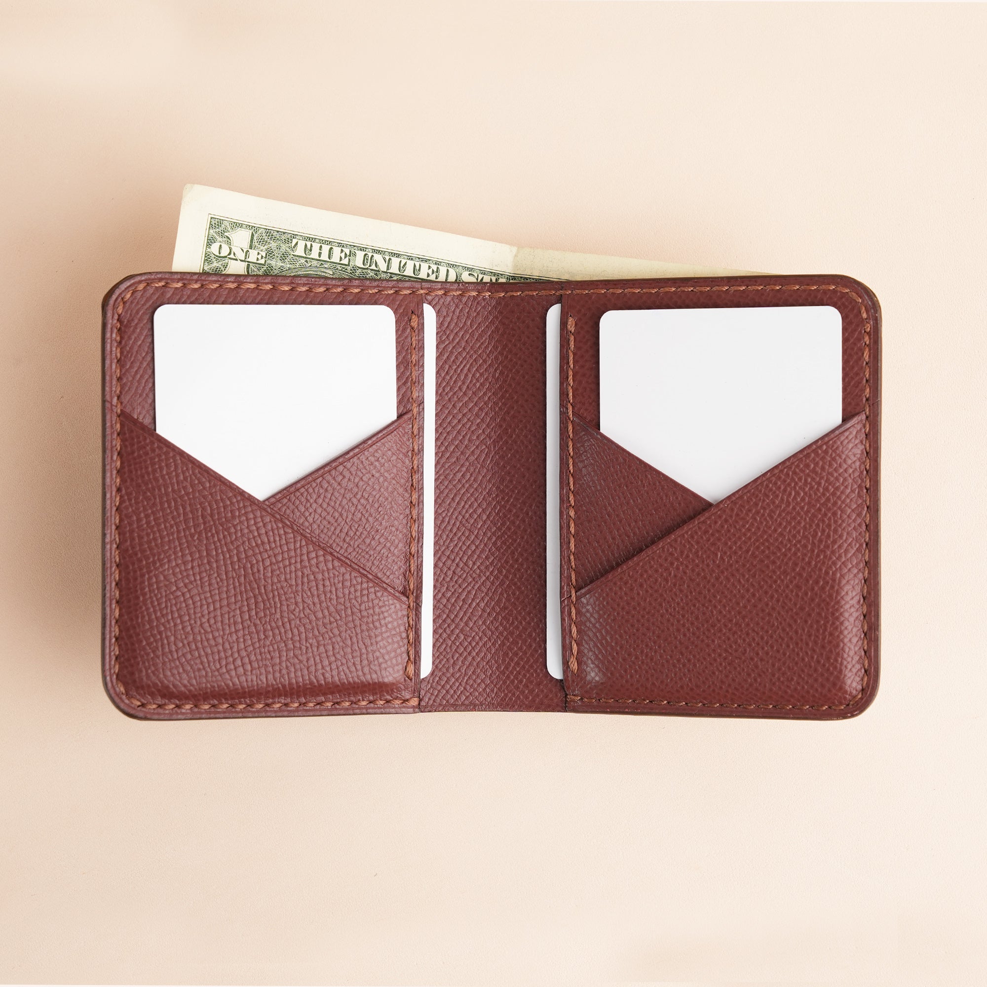 Square Shape Brown Crocodile Leather Bifold Wallet - Patina Finish