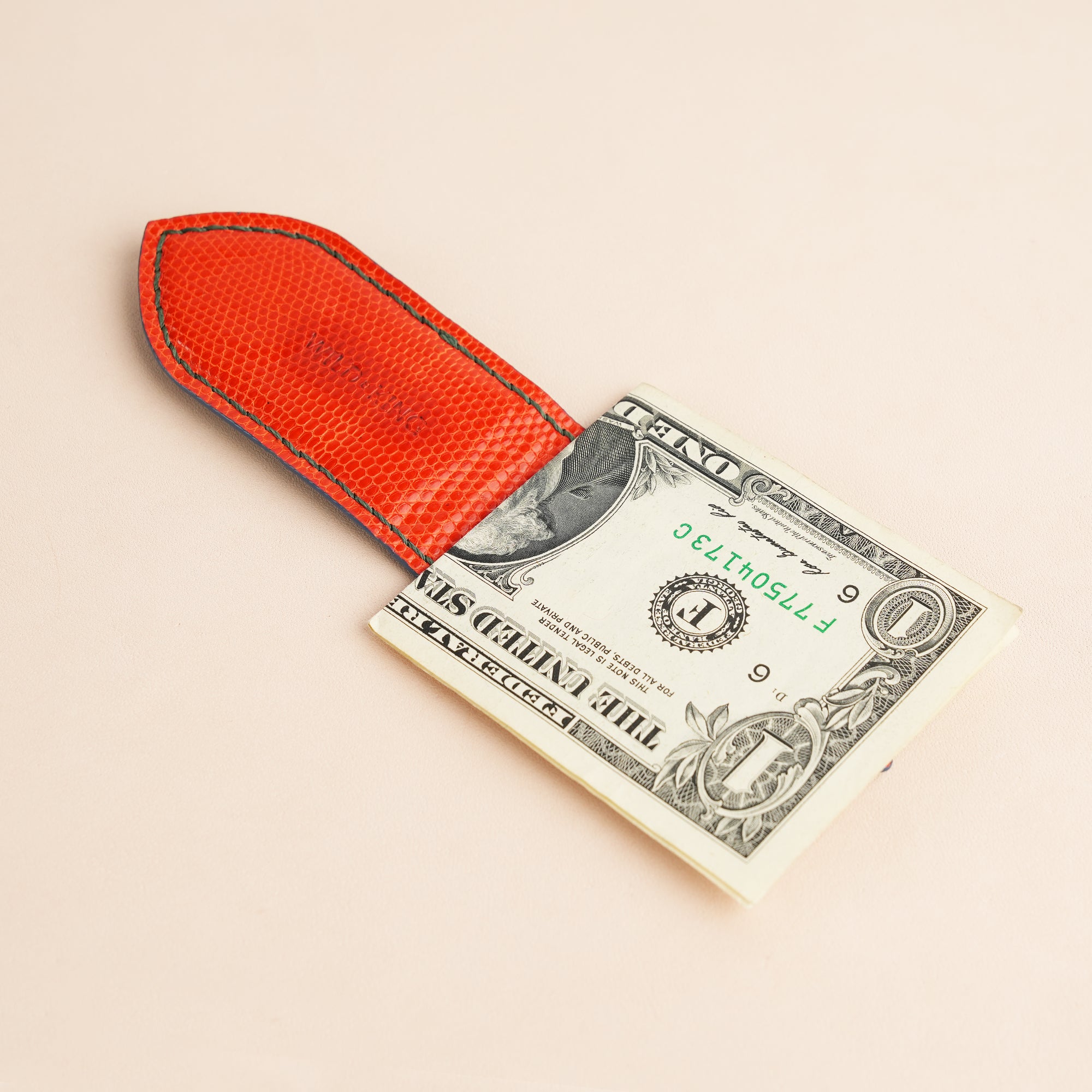 Green Alligator Leather Money Clip - Pointed Shape