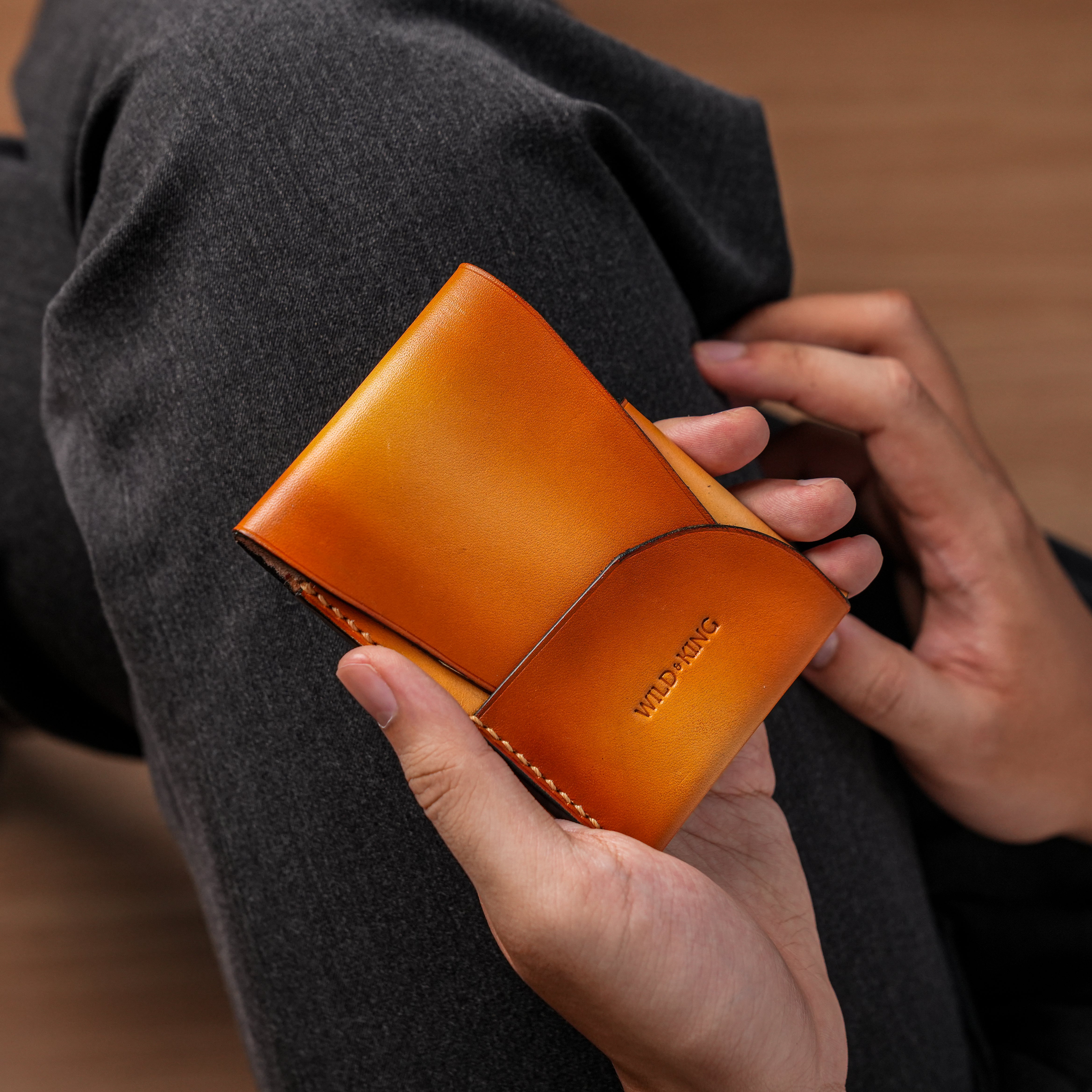 Minimalist Purple Leather Vertical Purse - Patina Finish