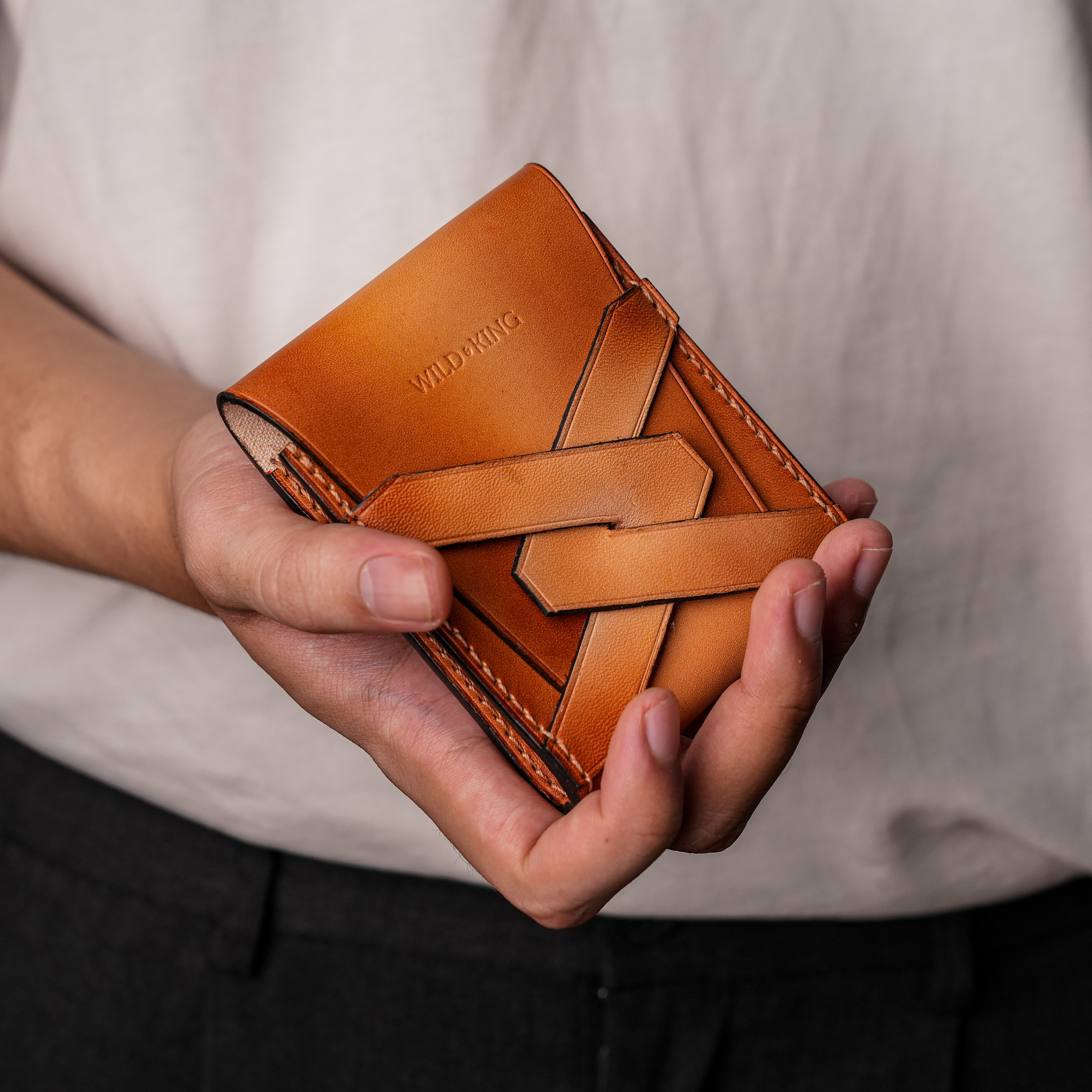 Minimalist Pink Leather Vertical Purse - Braided Parttern