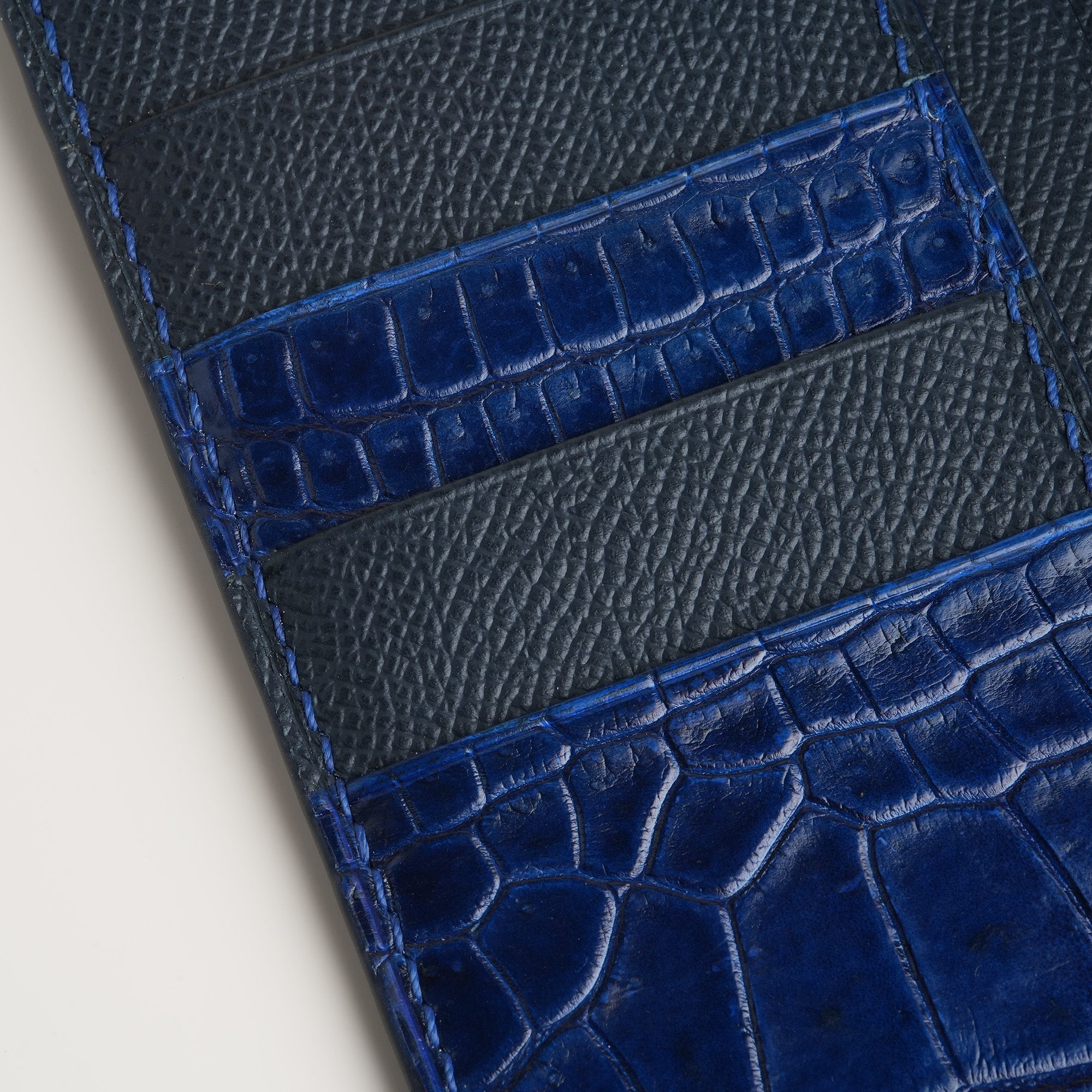 Dark Blue Crocodile Leather Long Wallet