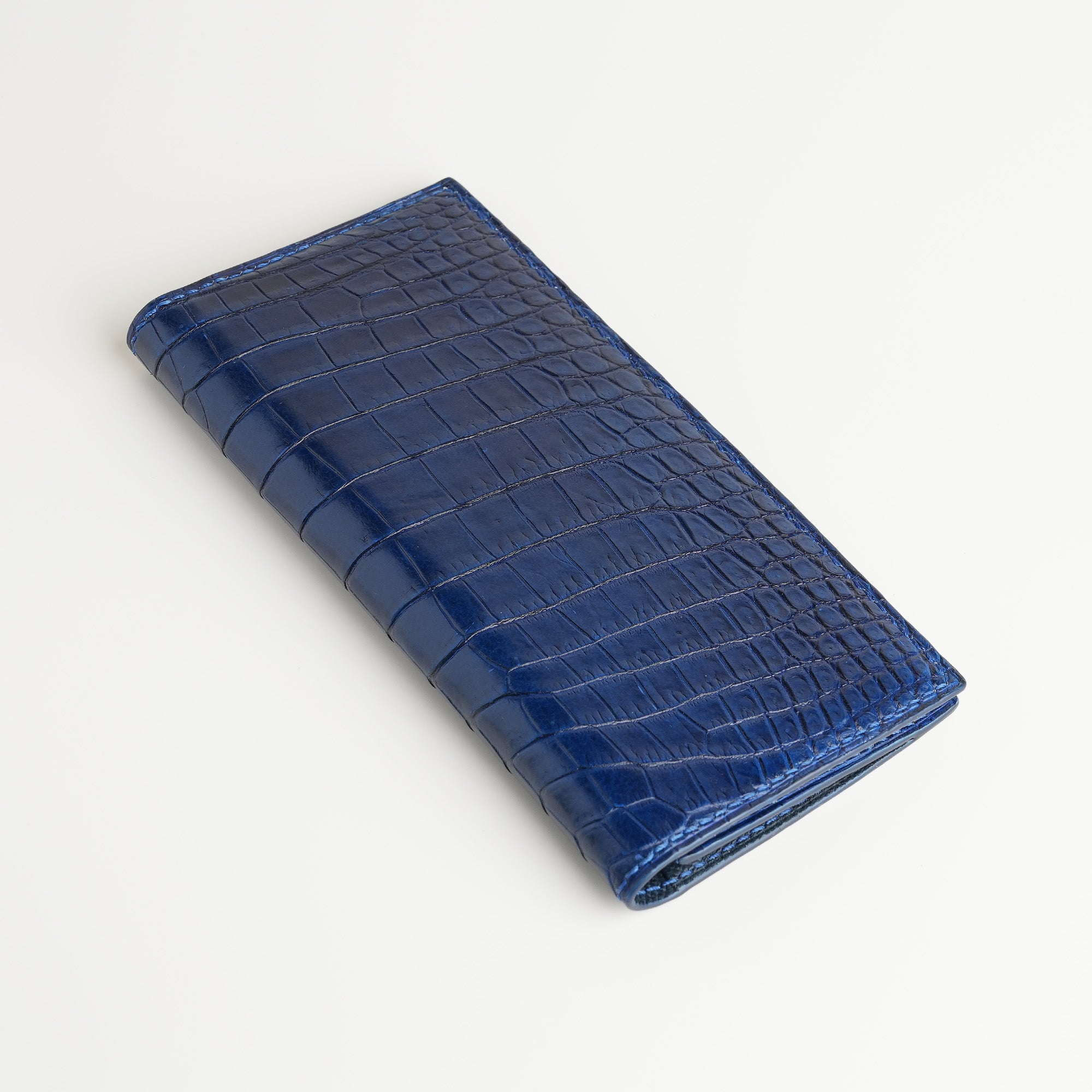 Dark Blue Crocodile Leather Long Wallet