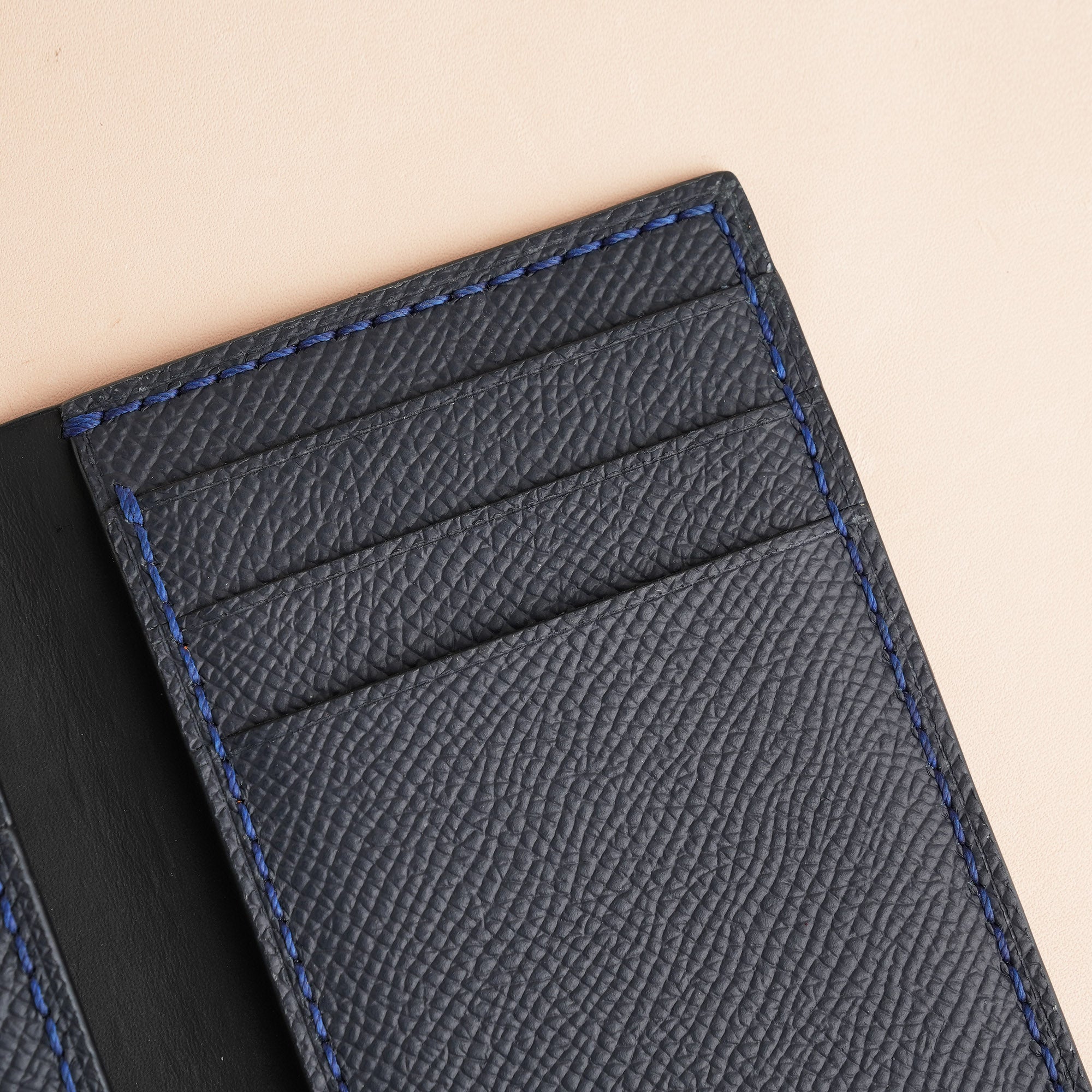 Dark Blue Crocodile mix Epsom Leather Bifold Wallet