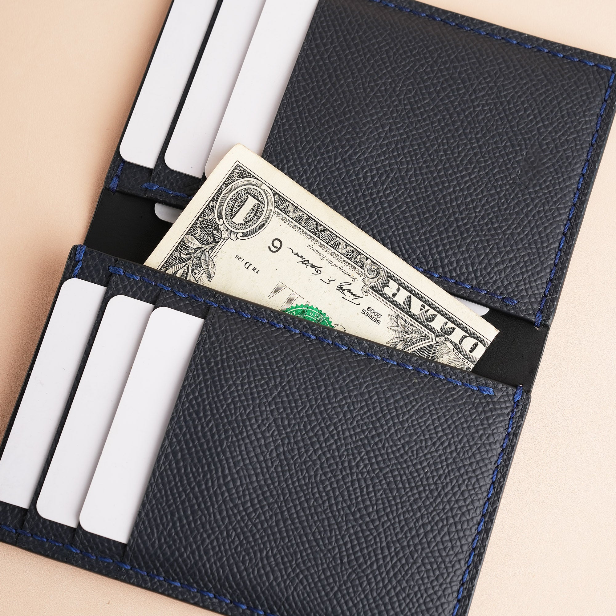 Dark Blue Crocodile mix Epsom Leather Bifold Wallet