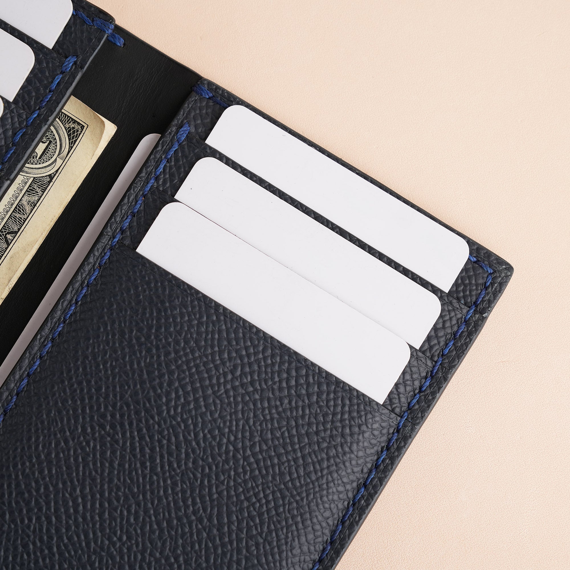 Dark Blue Crocodile mix Epsom Leather Bifold Wallet