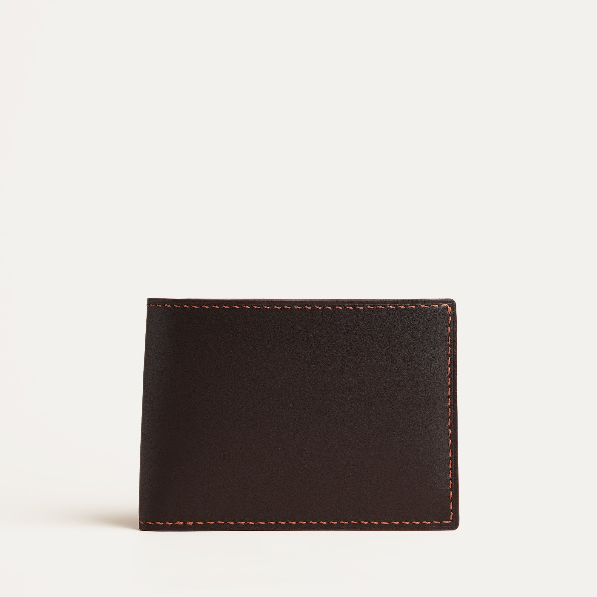 Dark Brown Box Calfskin Mix Golden Barenia Leather Bifold Wallet with Removable Passcase