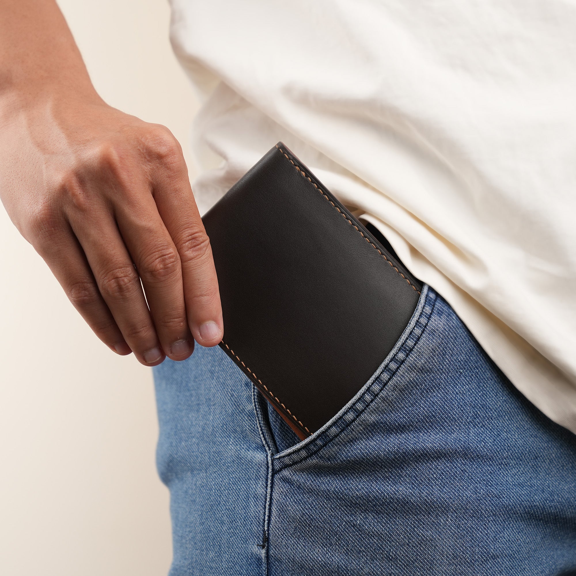 Dark Brown Box Calfskin Mix Golden Barenia Leather Bifold Wallet with Removable Passcase