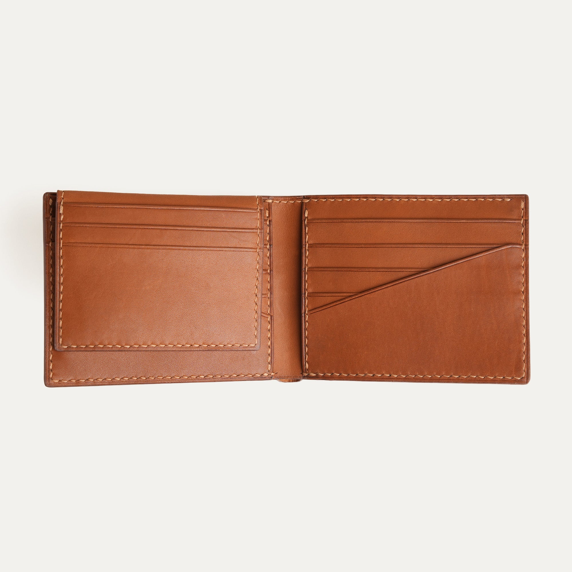 Dark Brown Box Calfskin Mix Golden Barenia Leather Bifold Wallet with Removable Passcase