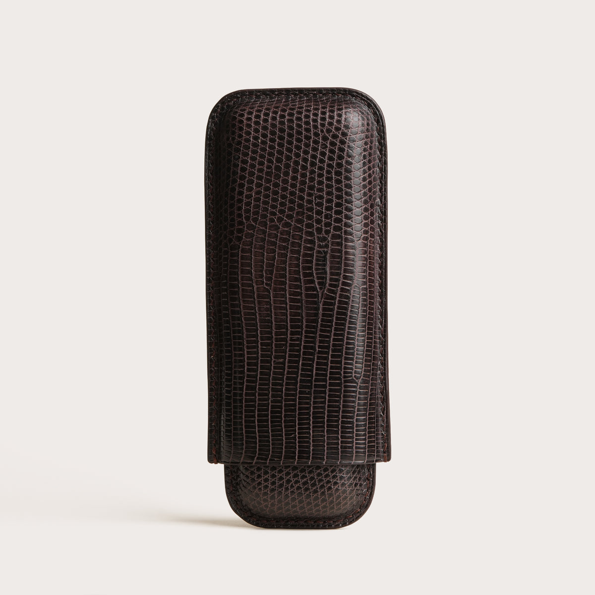 Dark Brown Lizard Leather Cigar Case