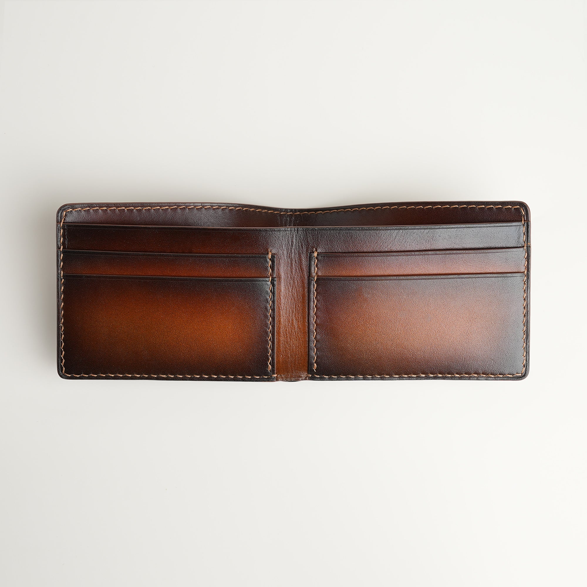 Dark Brown Leather Wing Bifold Wallet - Patina Finish