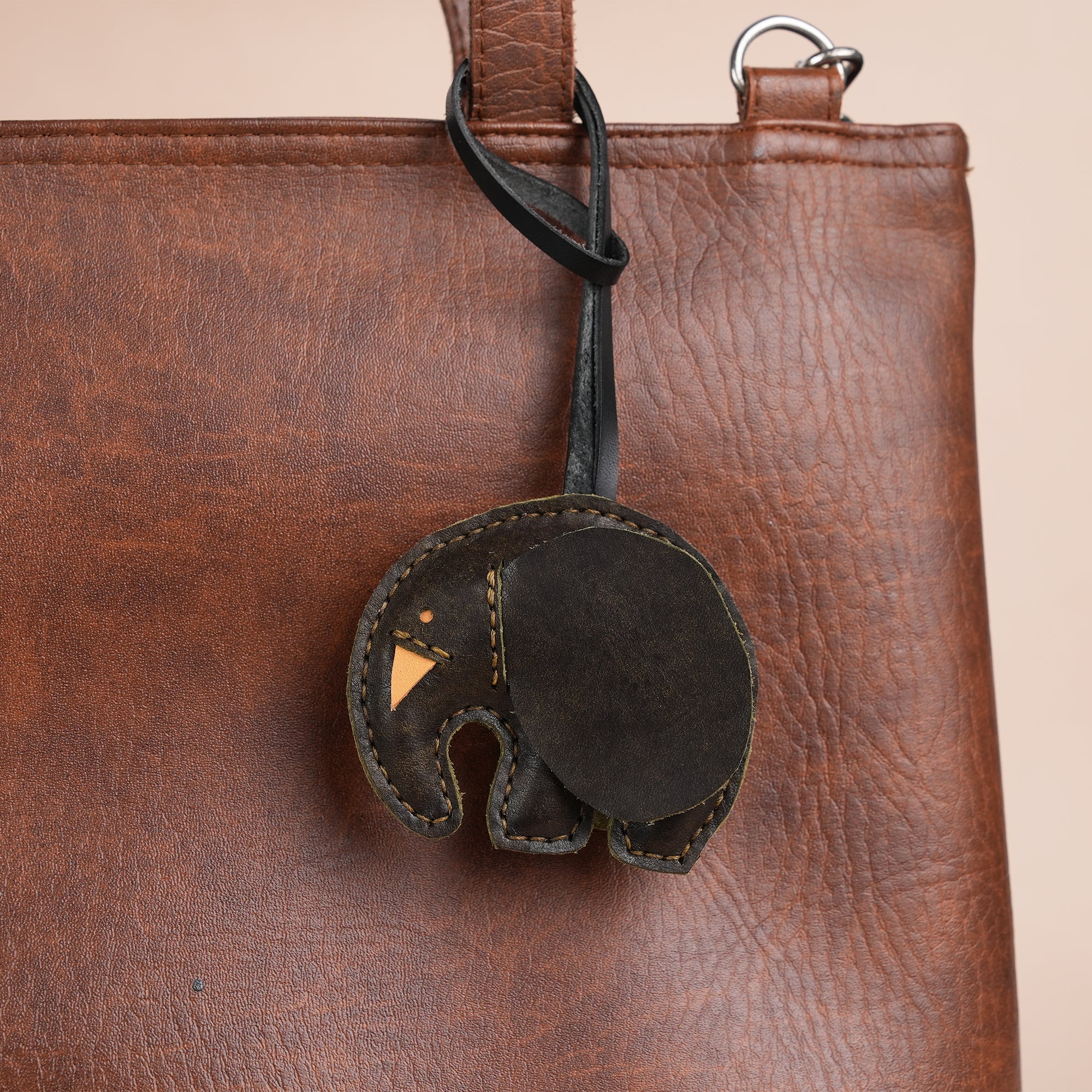 Umber Brown Elephant Bag Charm
