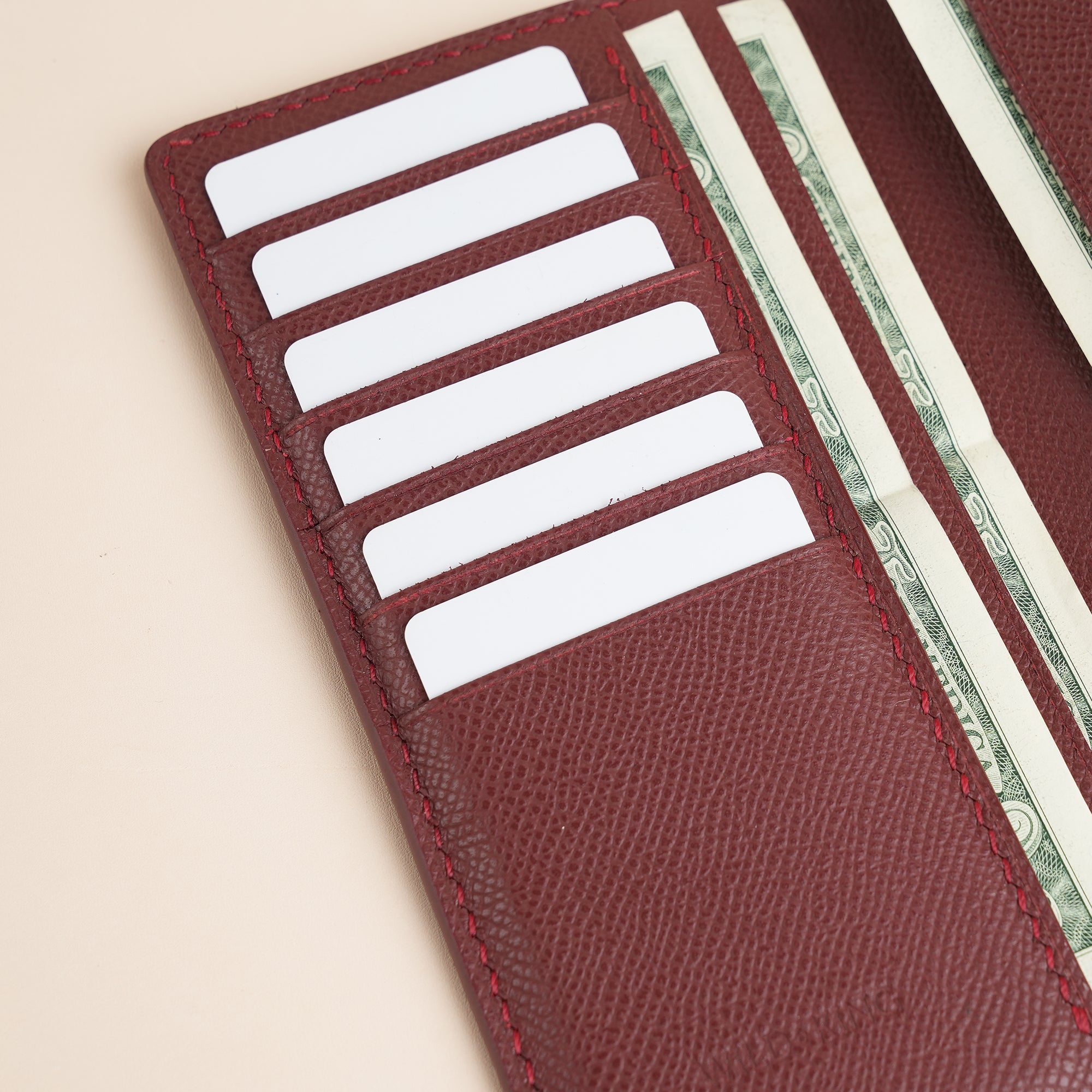 Burgundy Epsom Leather Long Wallet