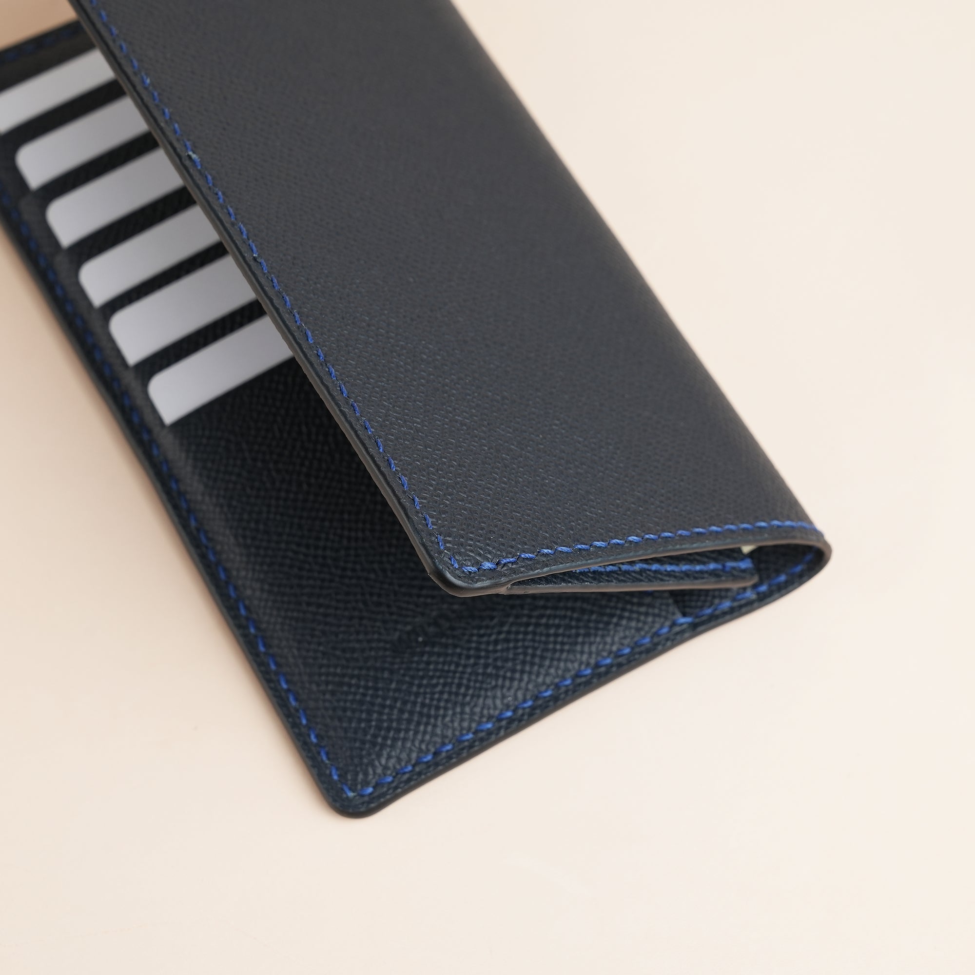 Navy Epsom Leather Long Wallet