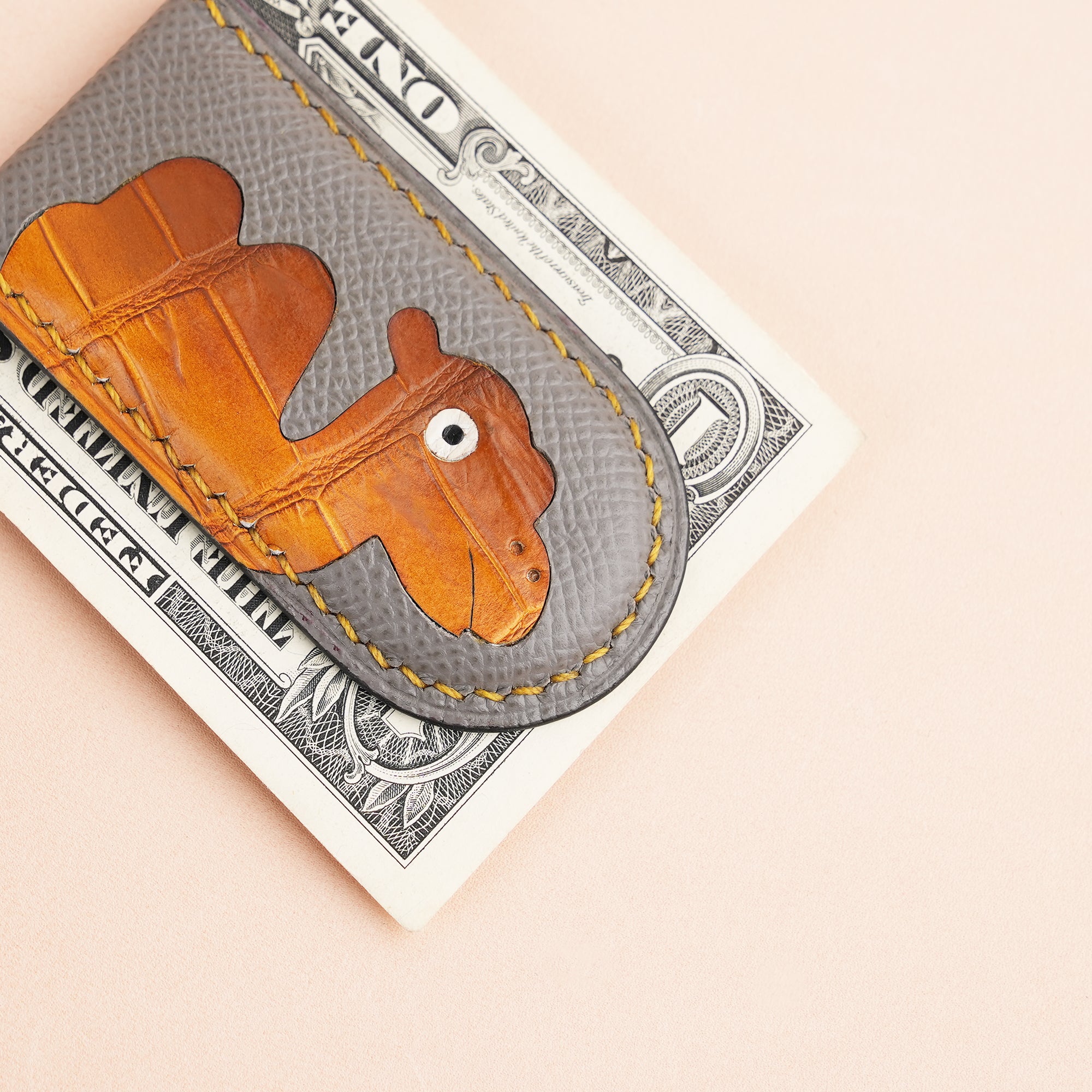 Epsom Leather Money Clip - Camelo Stupid