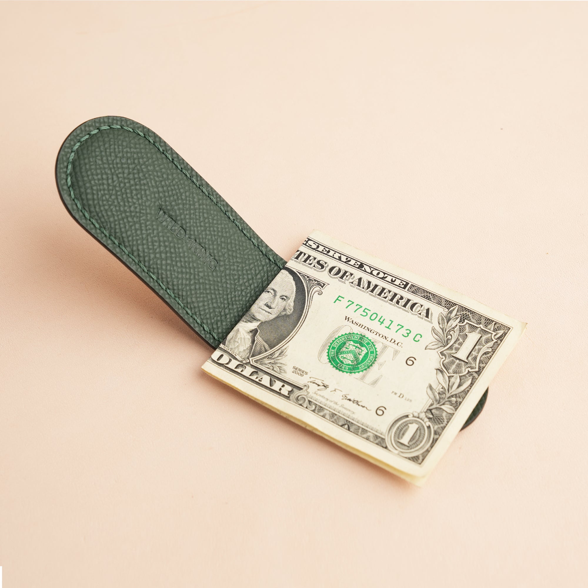 Christmas Epsom Leather Money Clip - Dinosaur